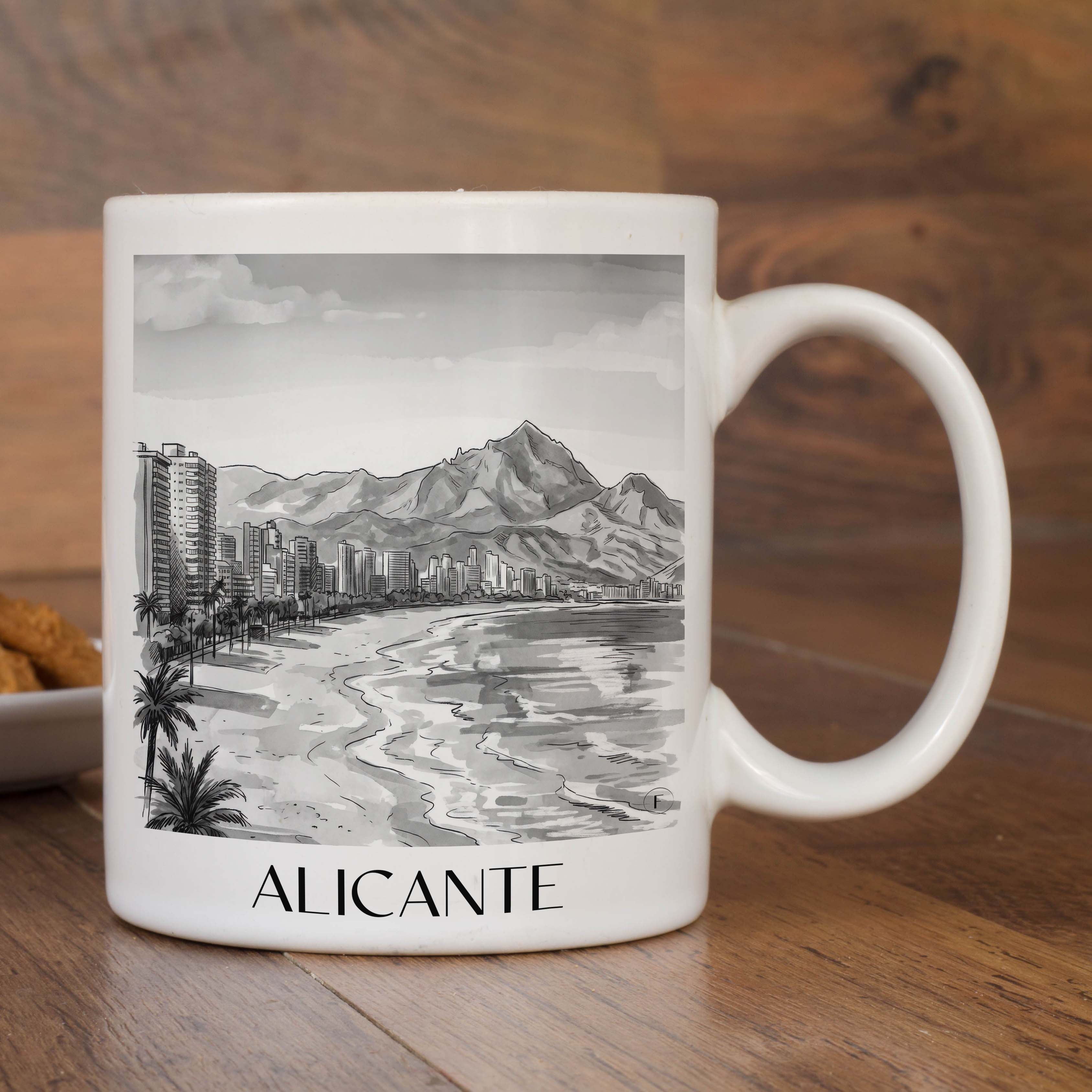 alicante-spanien-spanien-kaffeebecher-aquarell-schwarz-weiss