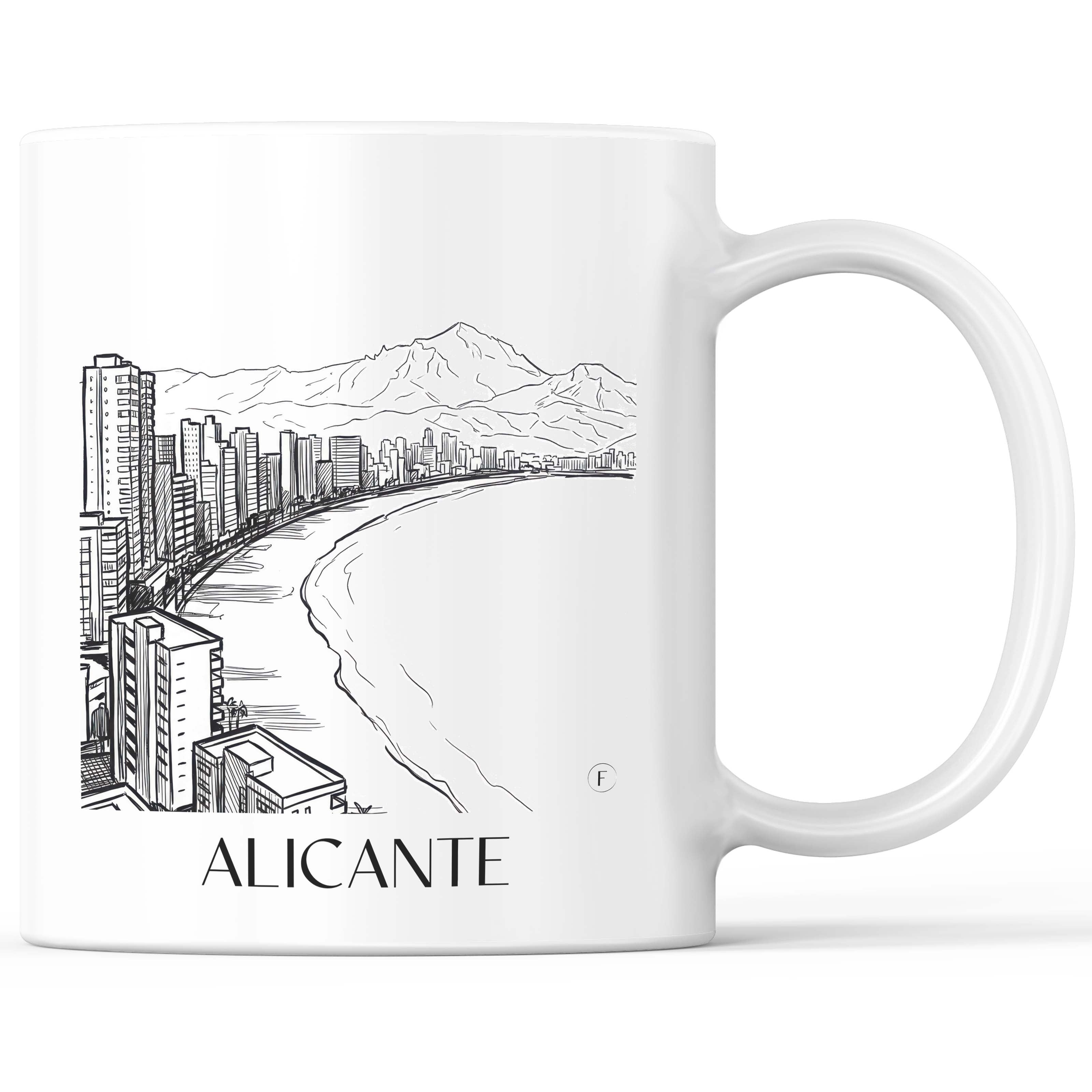 Alicante Kaffeebecher - Spanien - Spanien Becher - Kaffeetasse im Skizze Stil - favplace