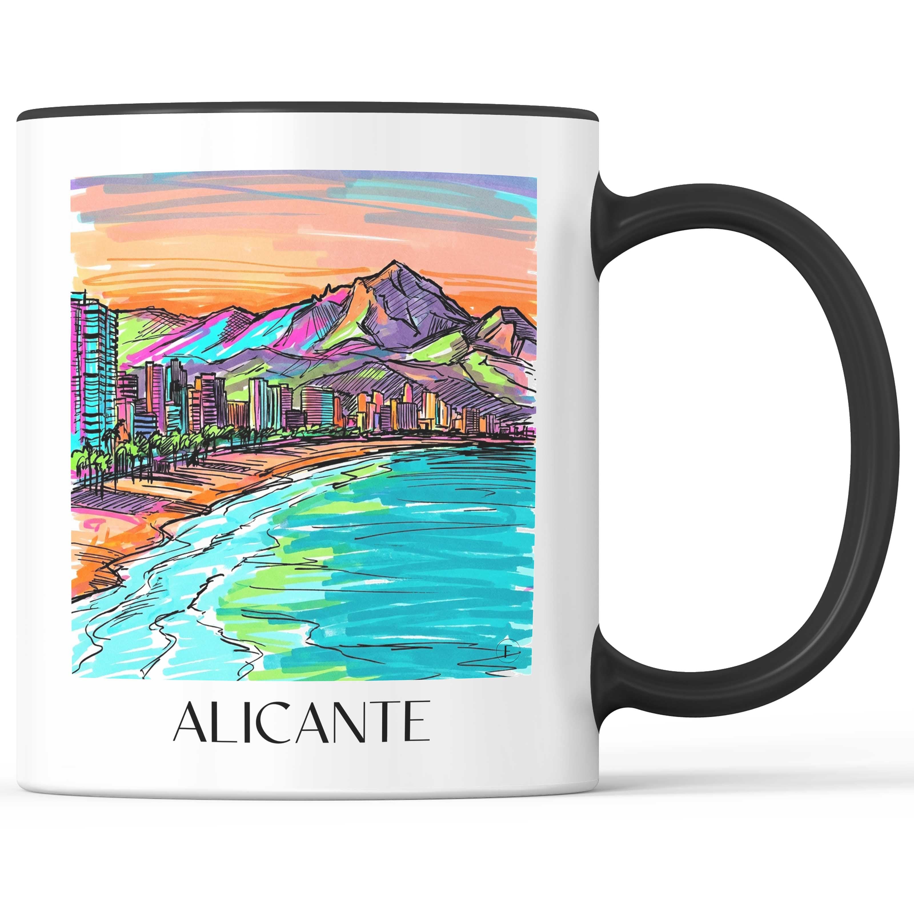 Alicante Kaffeebecher - Spanien - Spanien Becher - Kaffeetasse im Tag Graffiti Stil - favplace