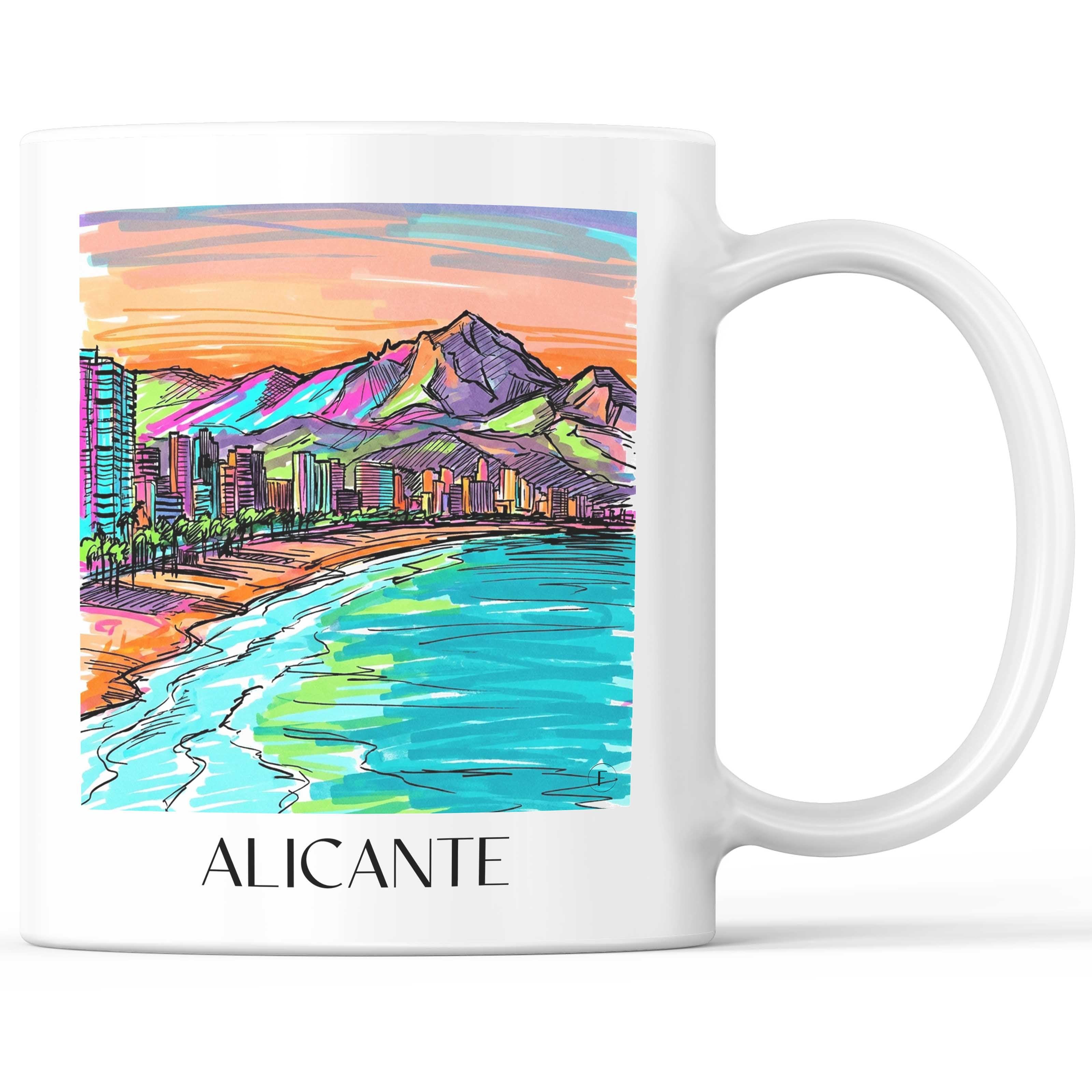 Alicante Kaffeebecher - Spanien - Spanien Becher - Kaffeetasse im Tag Graffiti Stil - favplace