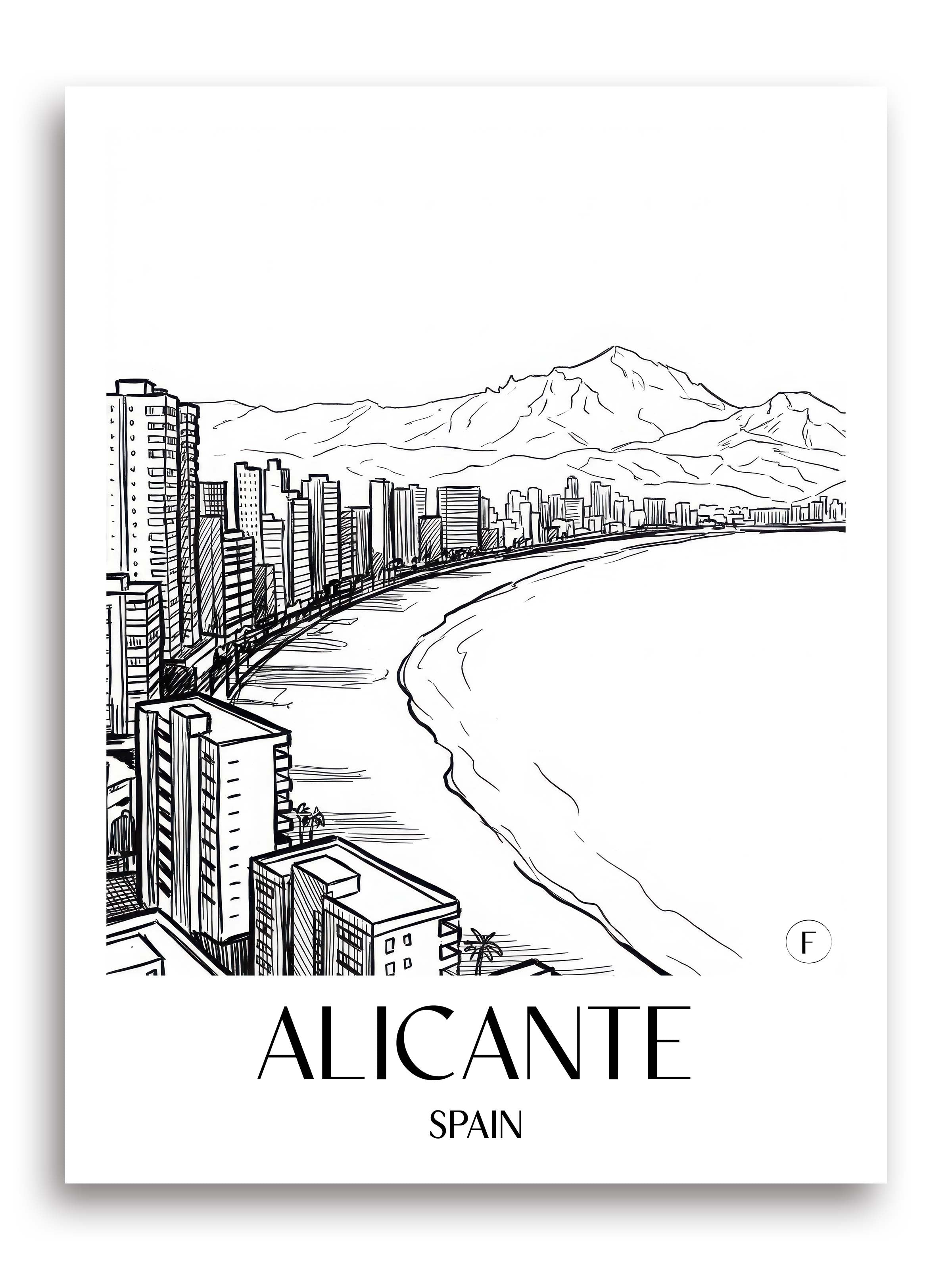Alicante Poster - Spanien - Spanien Kunstdruck - Skizze von A4 bis A1 - favplace