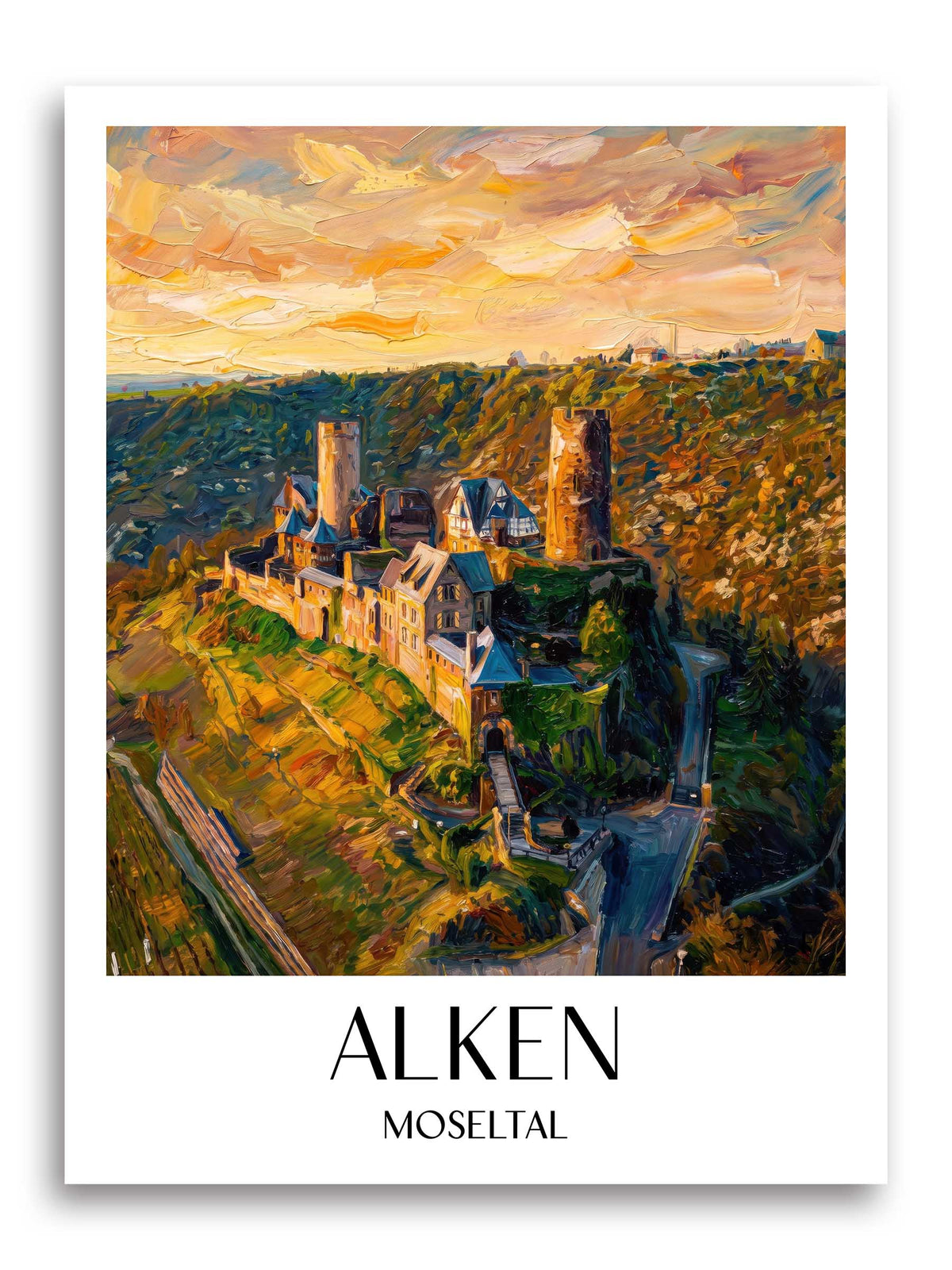 Alken Poster - Moseltal - Deutschland Kunstdruck - Ölgemälde von A4 bis A1 - favplace