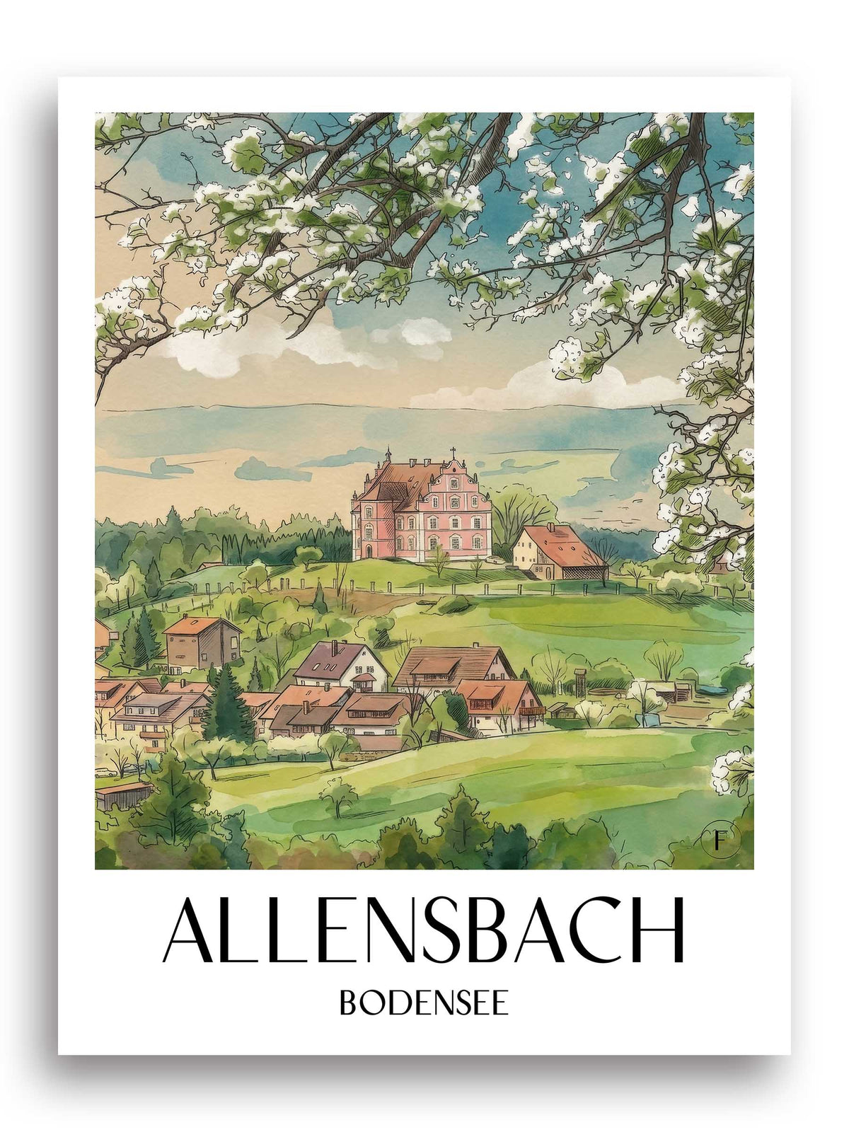 allensbach-bodensee-deutschland-poster-aquarell