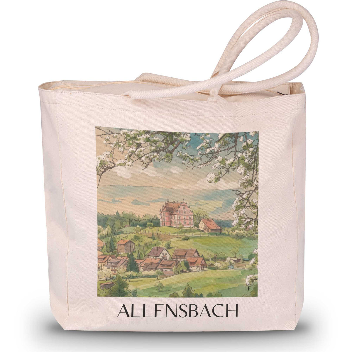 allensbach-bodensee-deutschland-einkaufstasche-aquarell