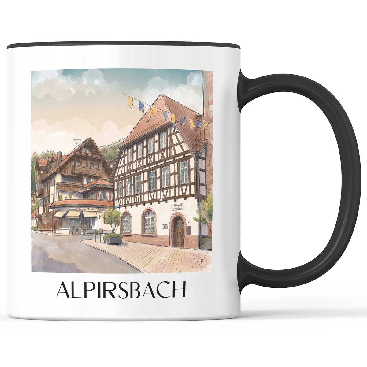 alpirsbach-schwarzwald-deutschland-kaffeebecher-aquarell