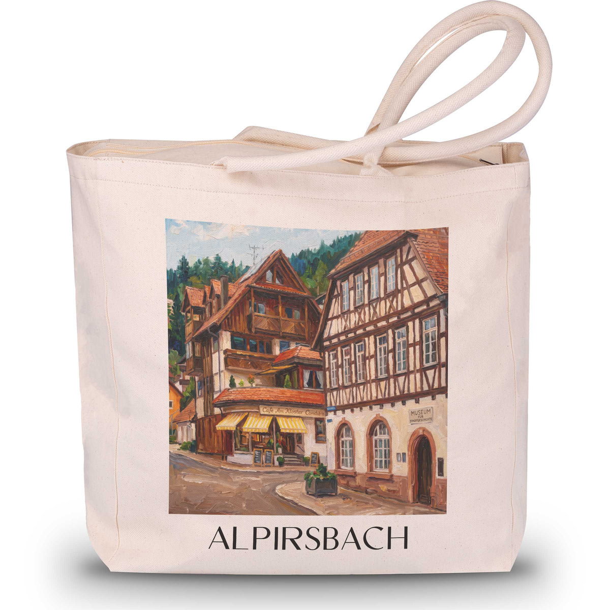 Alpirsbach Shopping Tasche - Schwarzwald - Deutschland Tote Bag - Einkaufstasche im Ölgemälde Stil