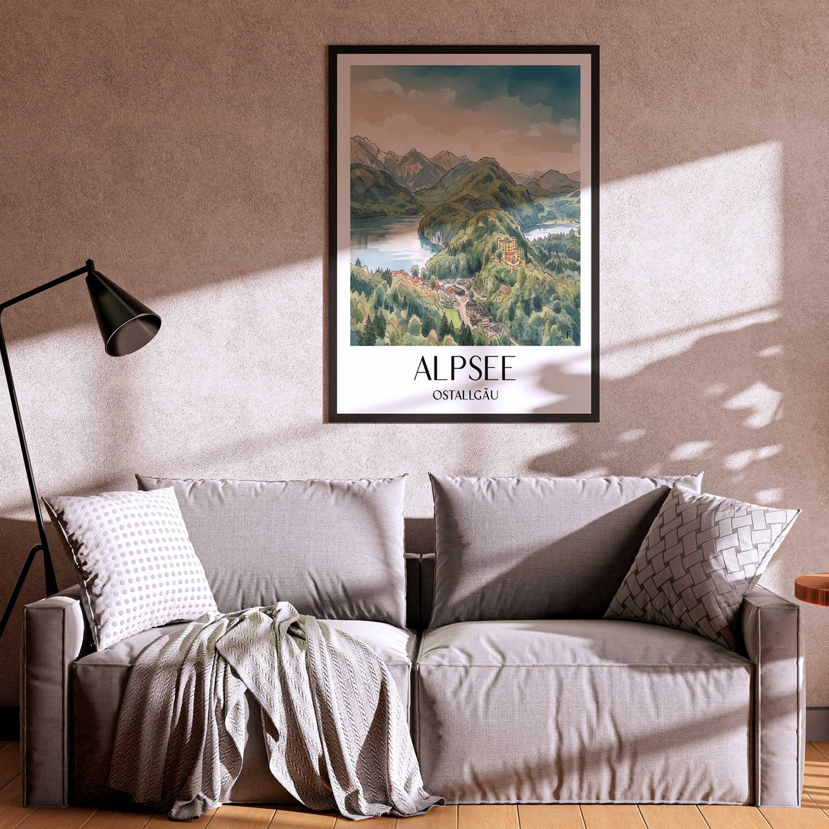 alpsee-ostallgäu-deutschland-poster-aquarell