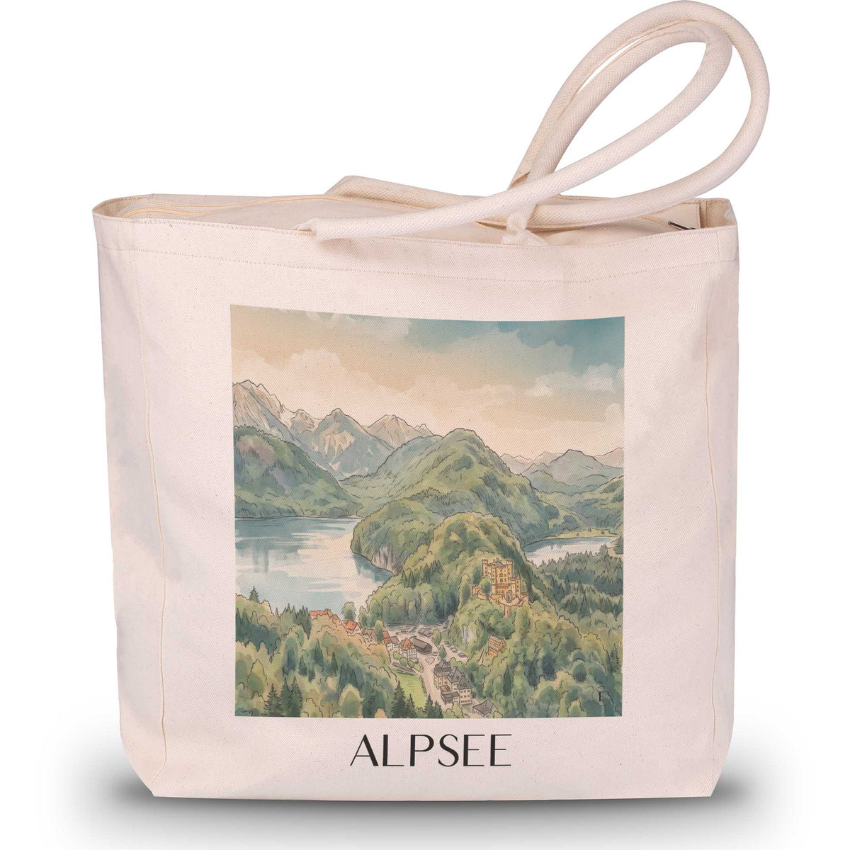 alpsee-ostallgäu-deutschland-einkaufstasche-aquarell