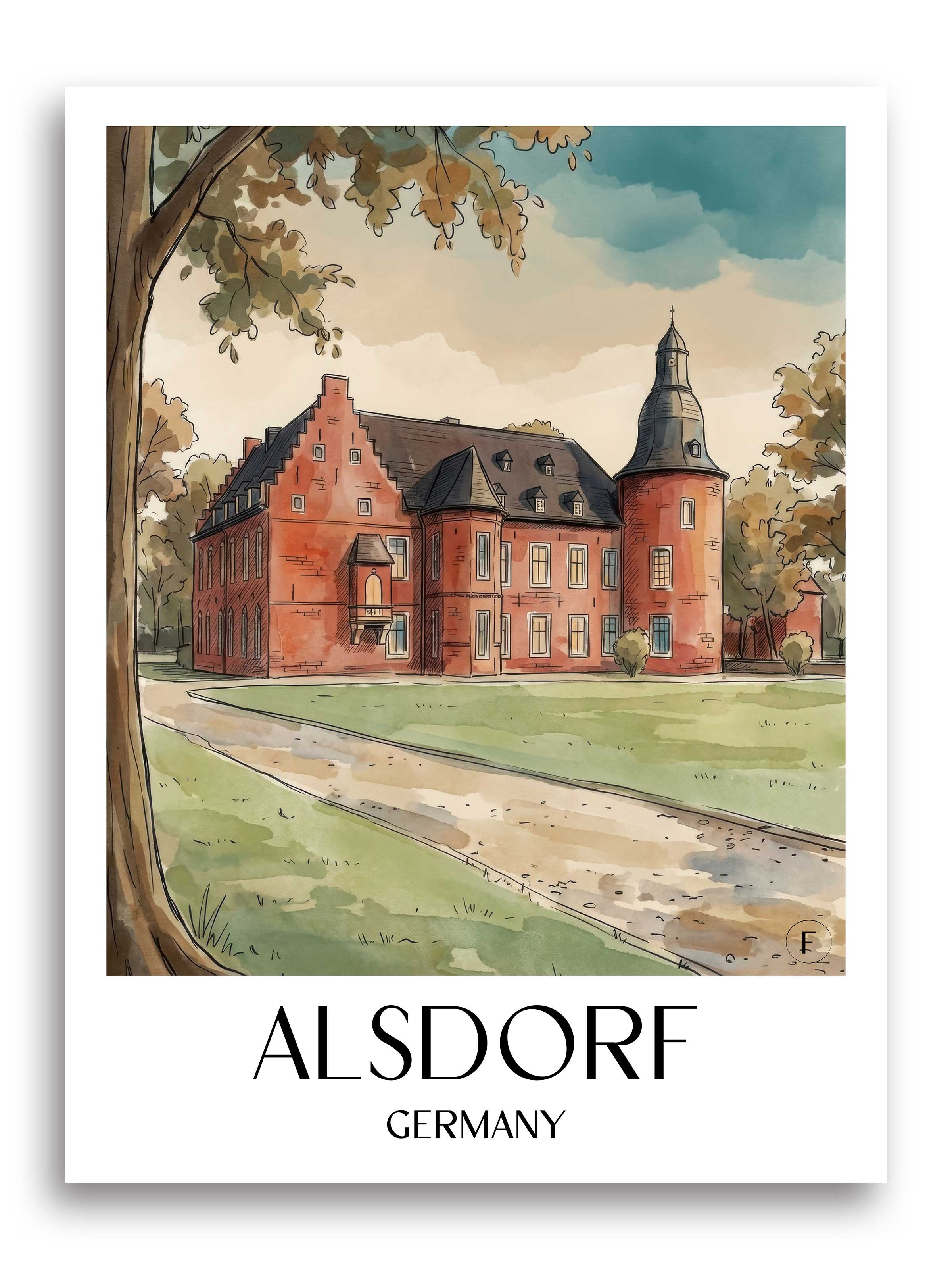 Alsdorf Poster - Rheinland - Deutschland Kunstdruck - Aquarell von A4 bis A1 - favplace