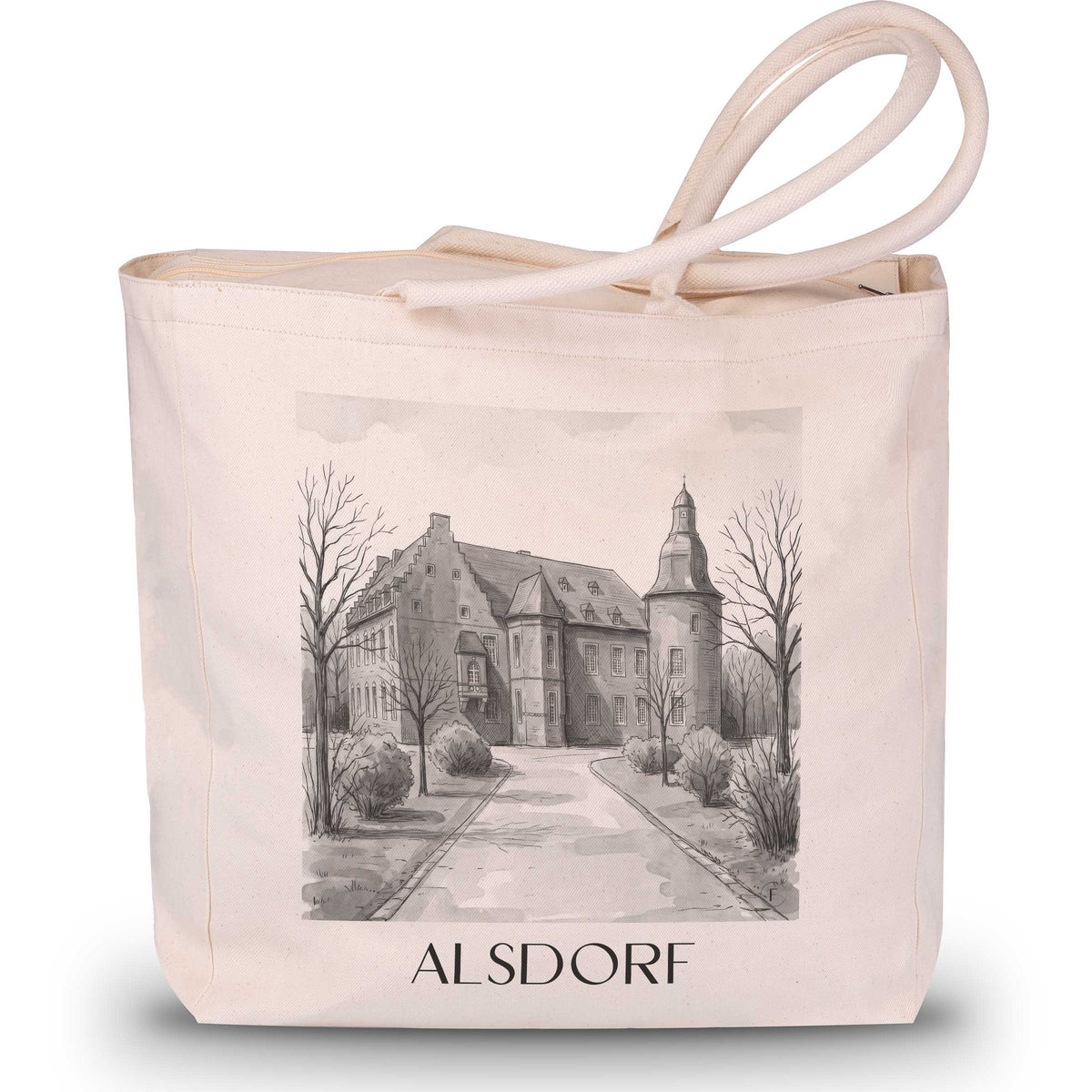 Alsdorf Shopping Tasche - Rheinland - Deutschland Tote Bag - Einkaufstasche im Aquarell Schwarz-Weiß Stil - favplace