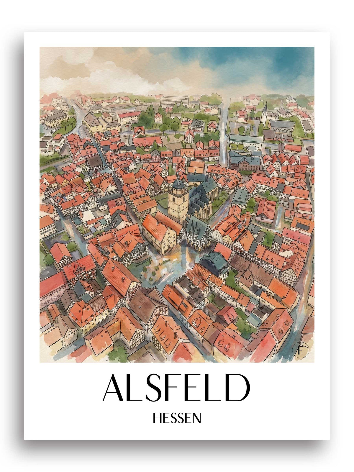 alsfeld-hessen-deutschland-poster-aquarell