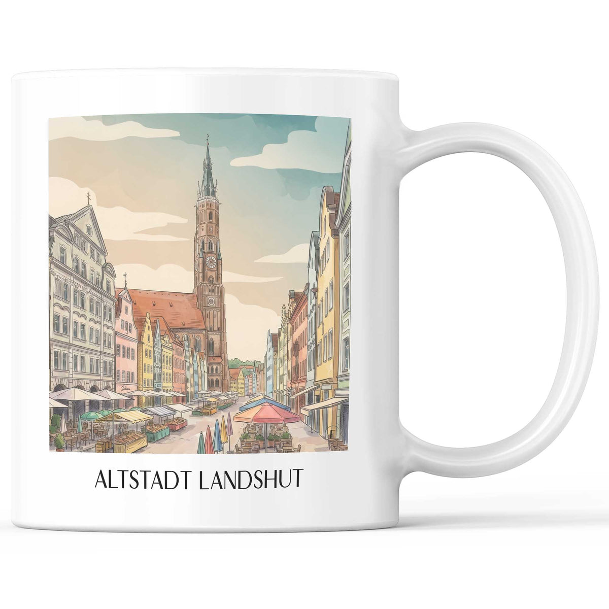 Alstadt Kaffeebecher - Landshut - Deutschland Becher - Kaffeetasse im Aquarell Stil - favplace