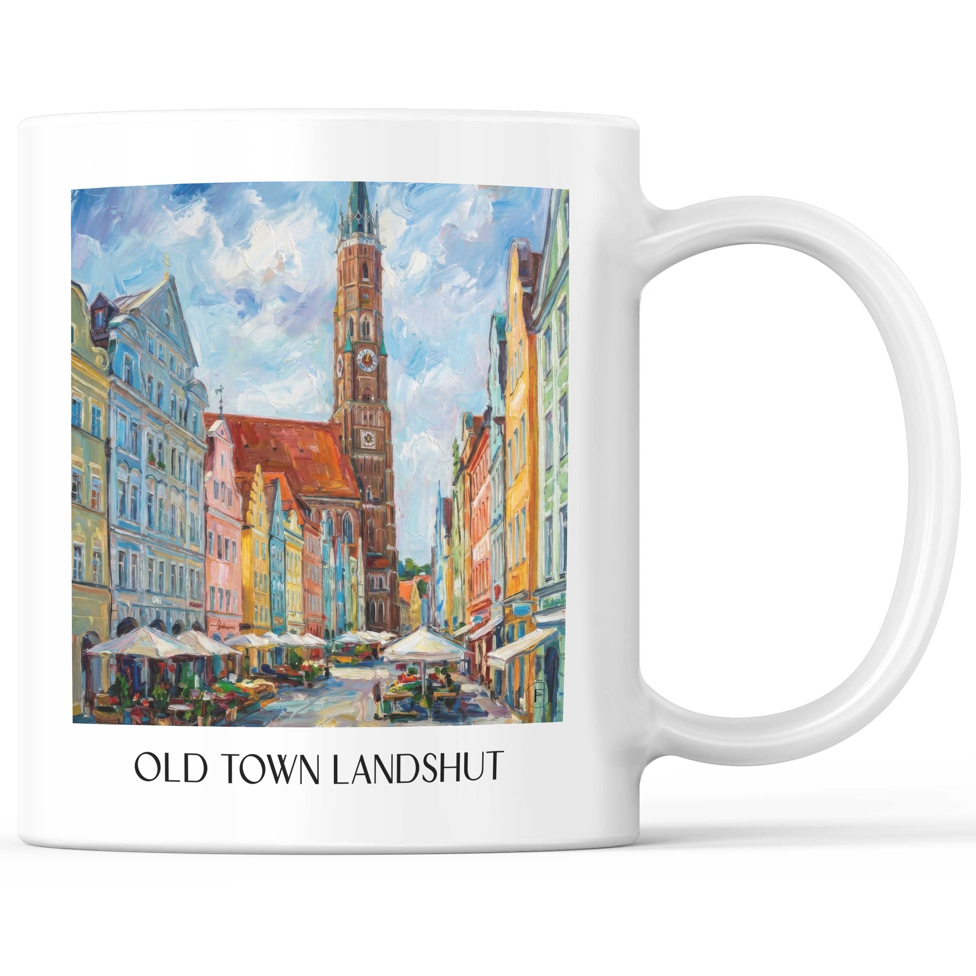 Alstadt Kaffeebecher - Landshut - Deutschland Becher - Kaffeetasse im Ölgemälde Stil - favplace