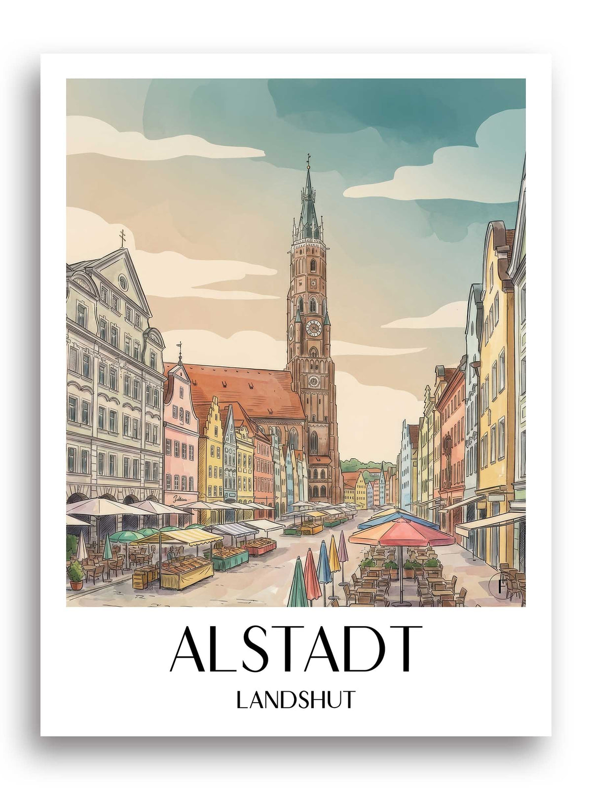 alstadt-landshut-deutschland-poster-aquarell