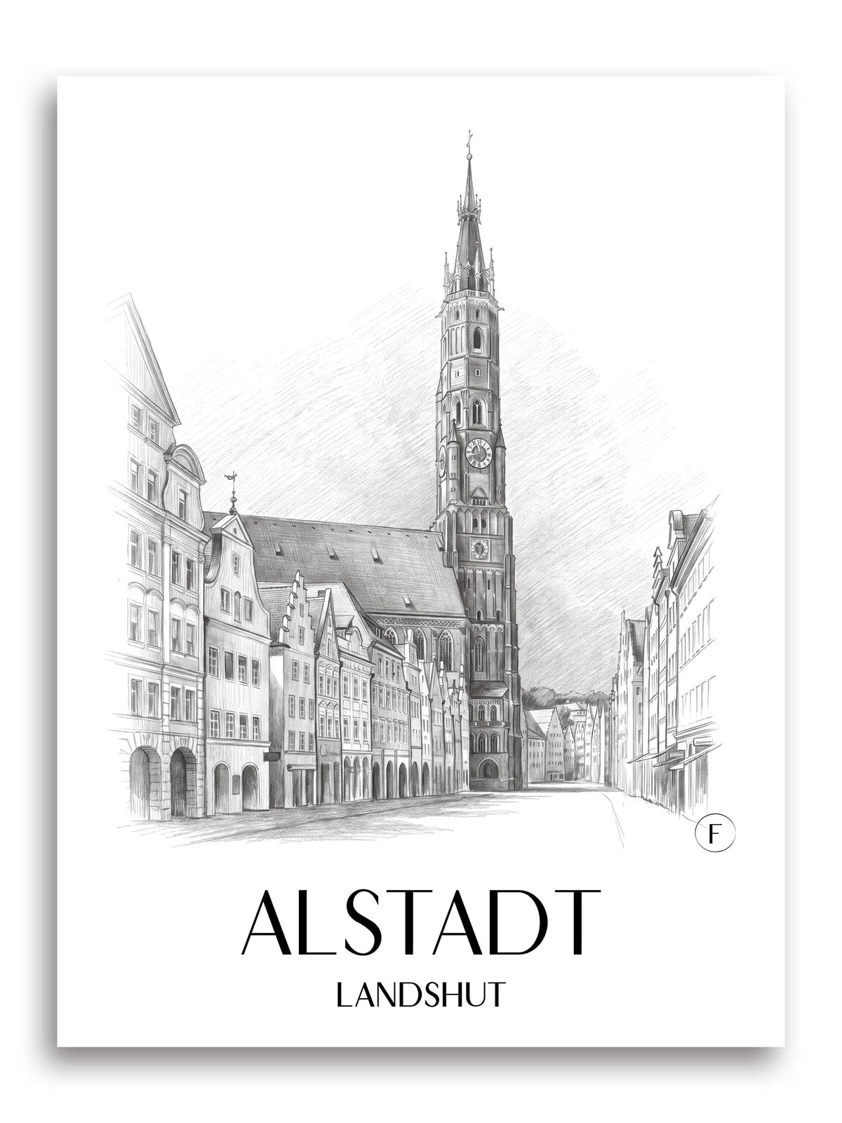 alstadt-landshut-deutschland-poster-bleistift-zeichnung-drawing