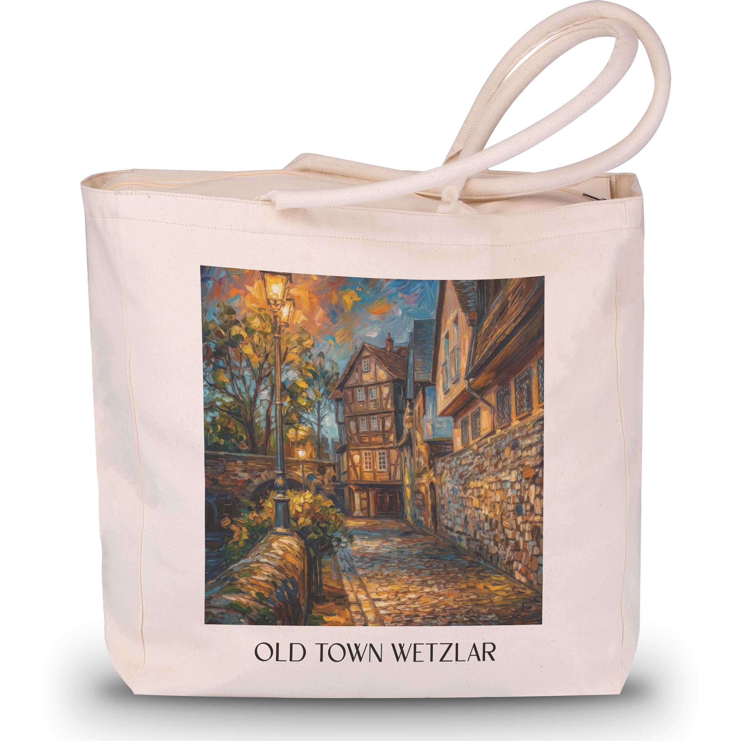 Alstadt Shopping Tasche - Wetzlar - Deutschland Tote Bag - Einkaufstasche im Ölgemälde Stil - favplace