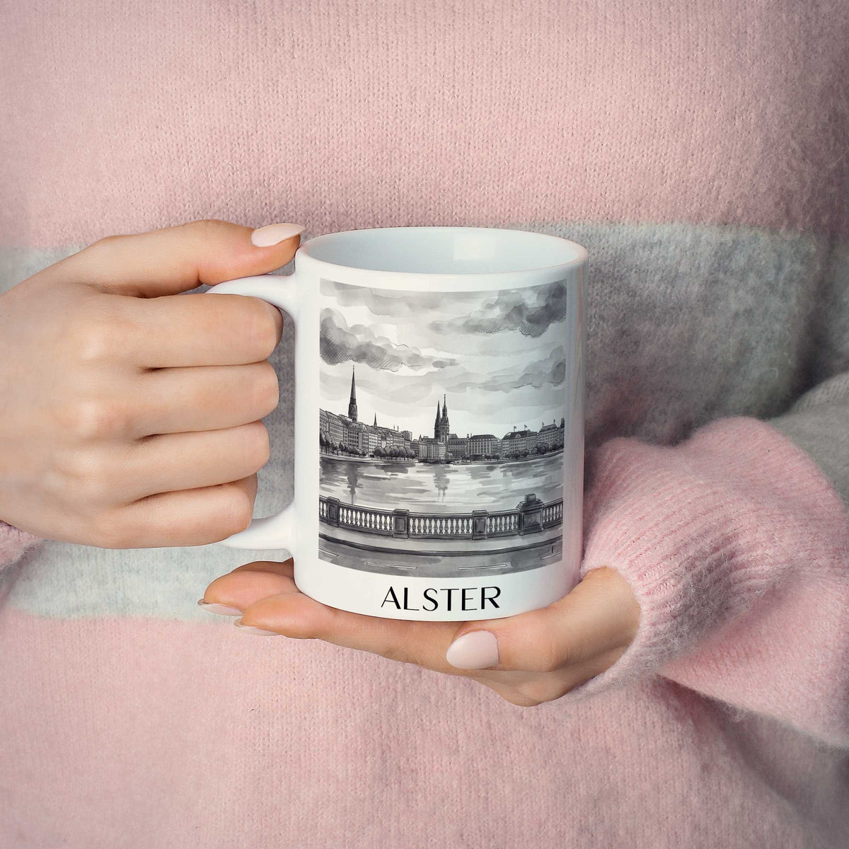 alster-hamburg-deutschland-kaffeebecher-aquarell-schwarz-weiss