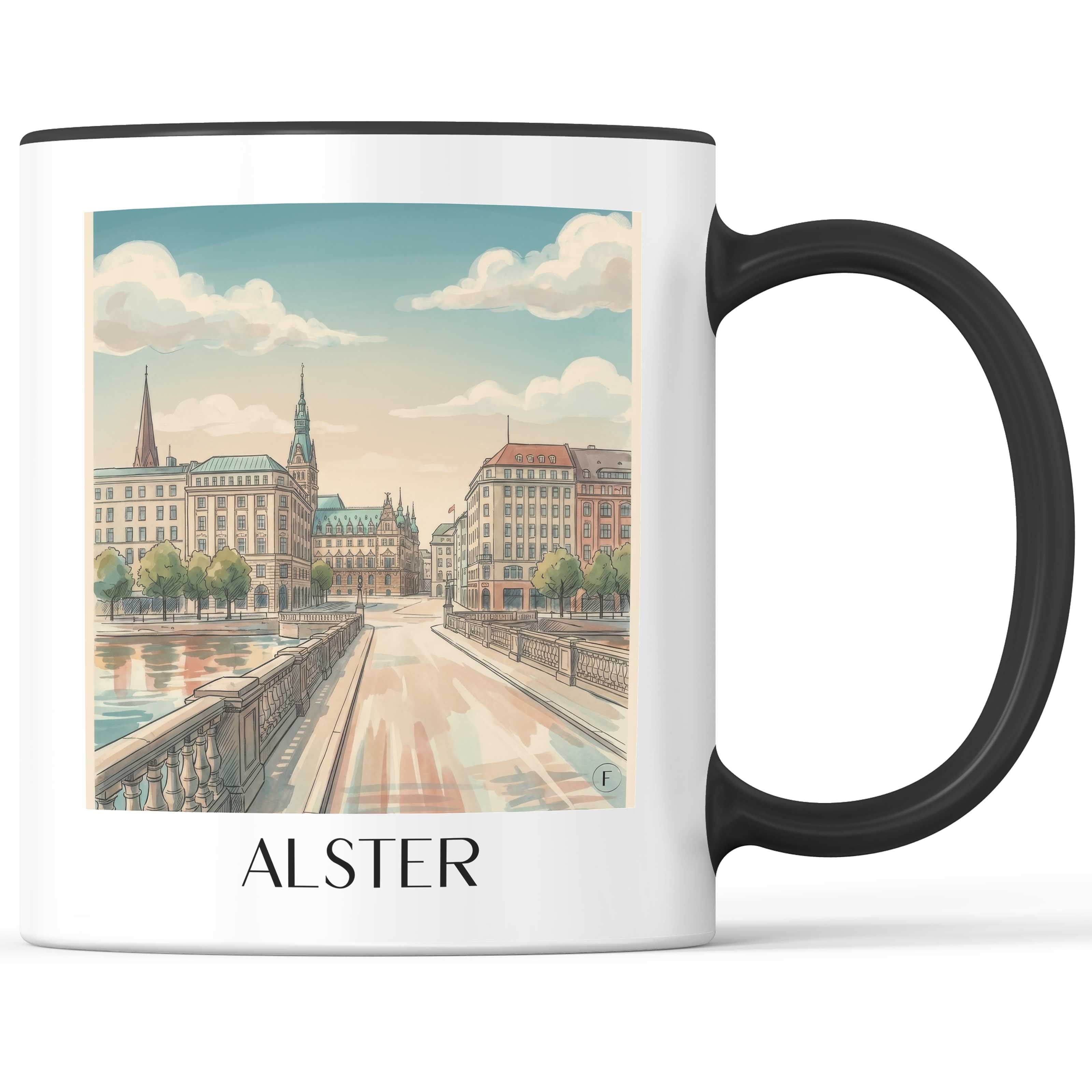 Alster Kaffeebecher - Hamburg - Deutschland Becher - Kaffeetasse im Aquarell Stil - favplace