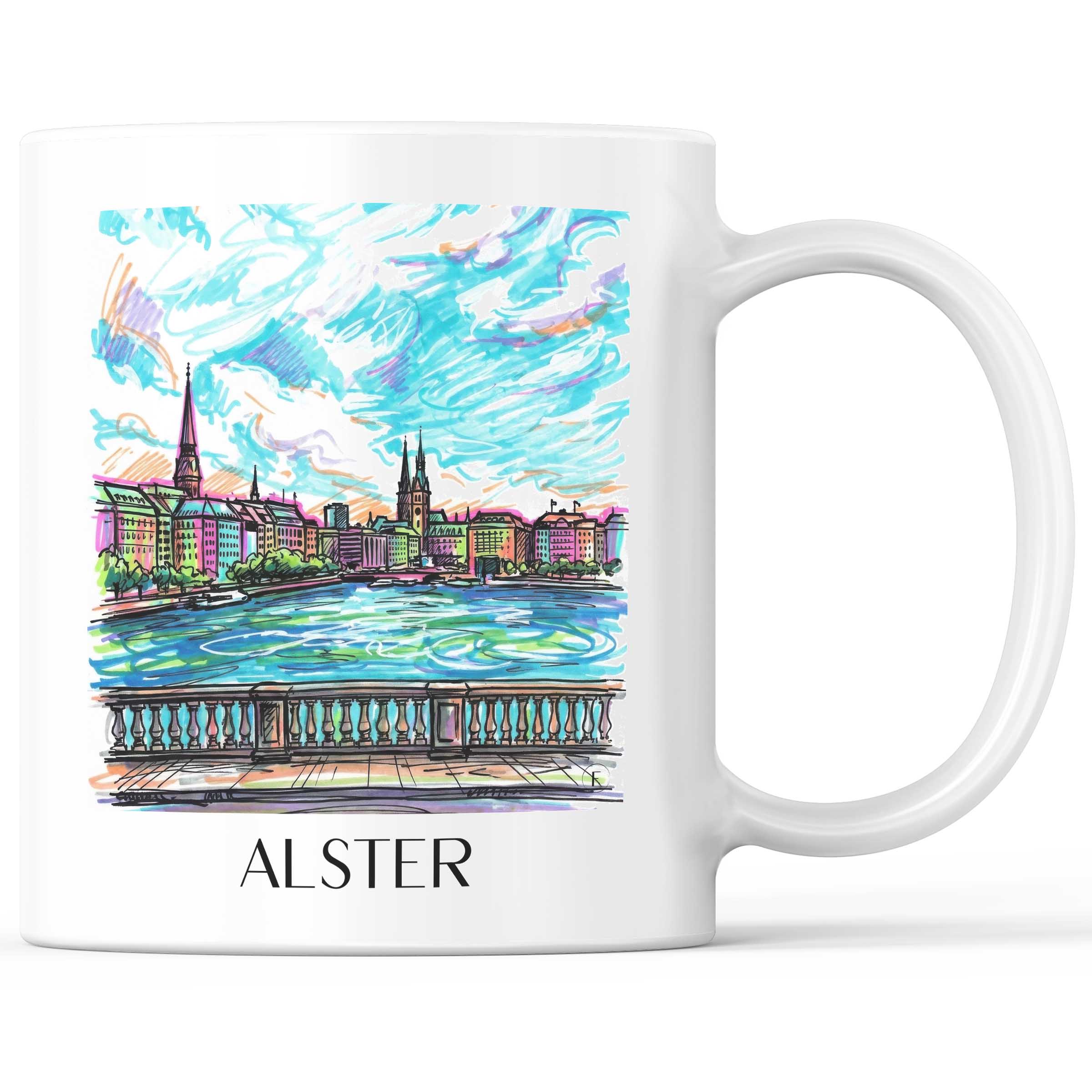 Alster Kaffeebecher - Hamburg - Deutschland Becher - Kaffeetasse im Tag Graffiti Stil