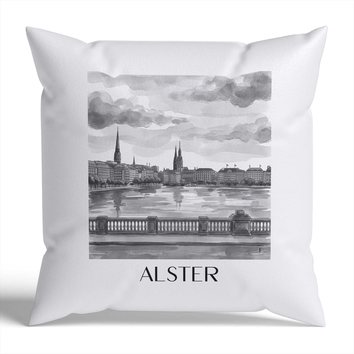 alster-hamburg-deutschland-kissenbezug-aquarell-schwarz-weiss