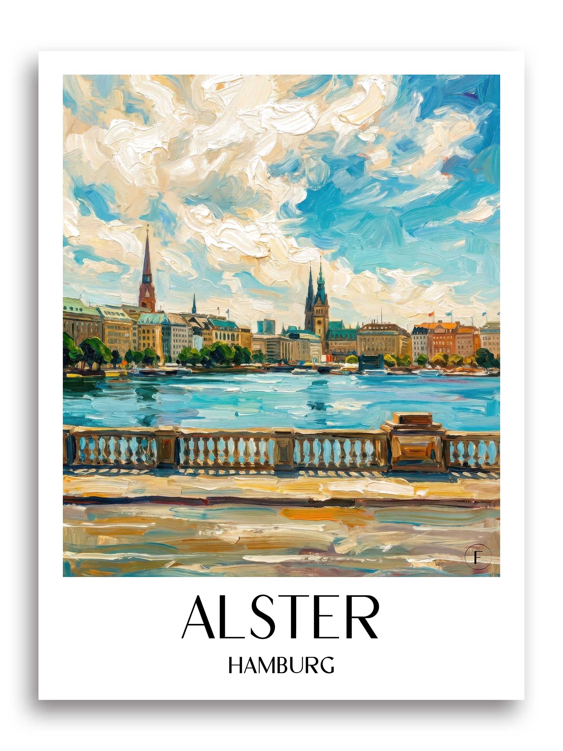 Alster Poster - Hamburg - Deutschland Kunstdruck - Ölgemälde von A4 bis A1 - favplace