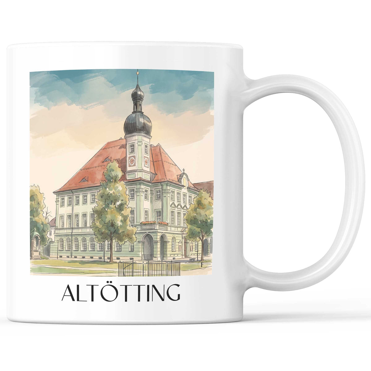 Altötting Kaffeebecher - Inn-Salzach - Deutschland Becher - Kaffeetasse im Aquarell Stil - favplace