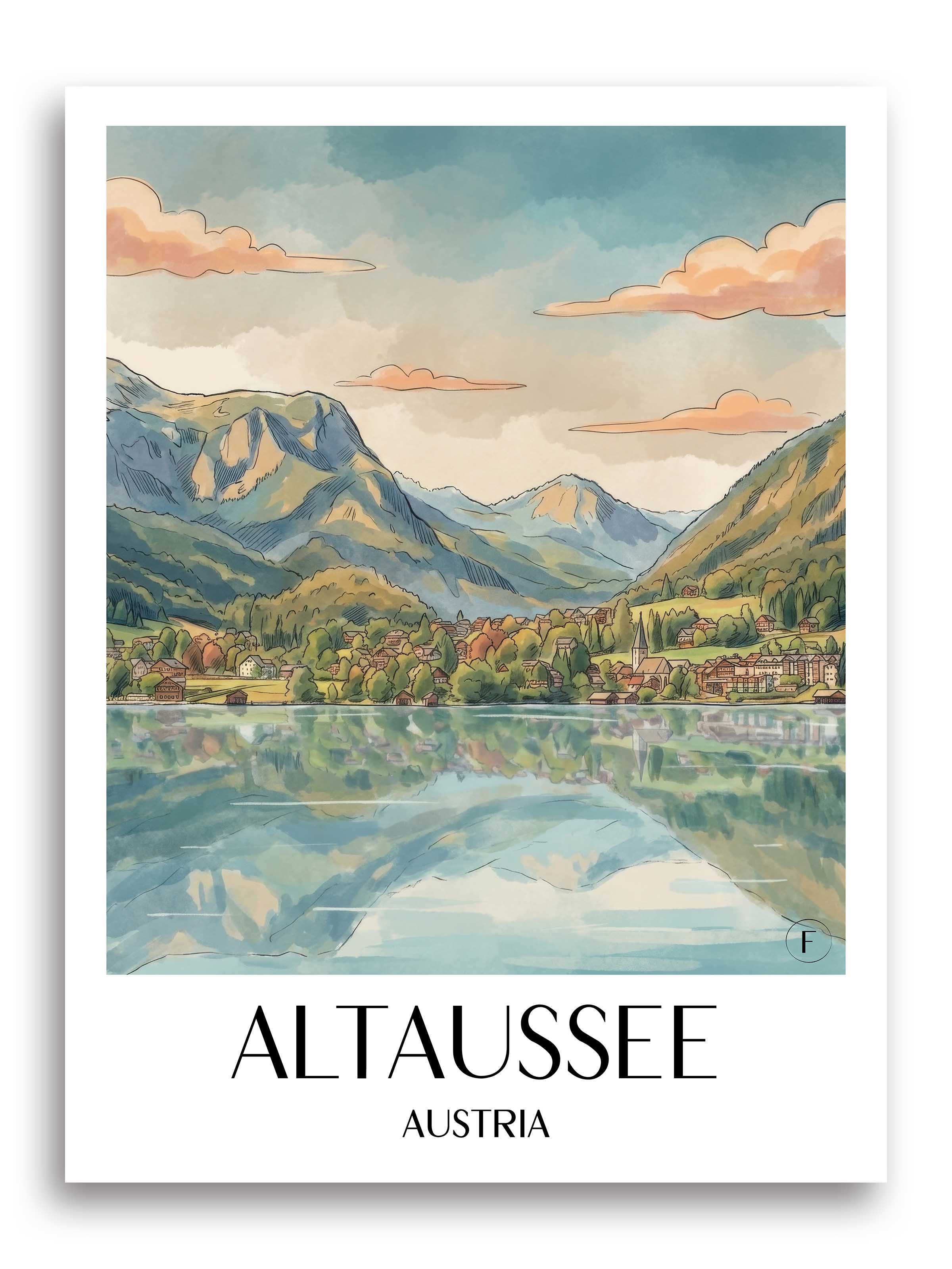 Altaussee Poster - Österreich - Österreich und Österreich Kunstdruck - Aquarell von A4 bis A1 - favplace