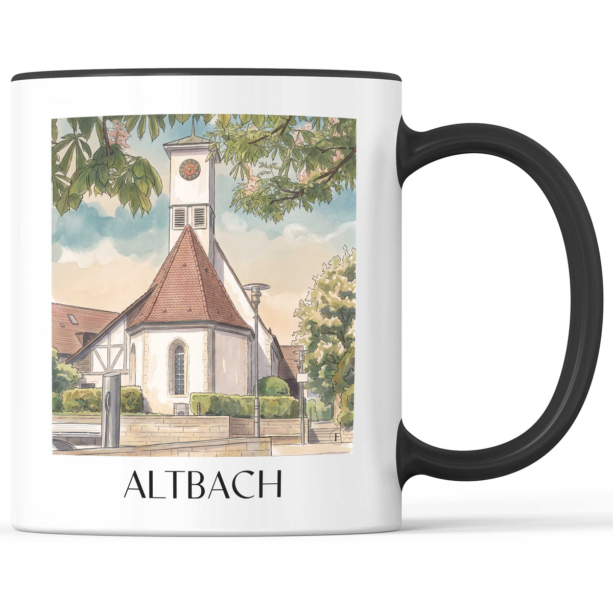 Altbach Kaffeebecher - Neckartal - Deutschland Becher - Kaffeetasse im Aquarell Stil - favplace