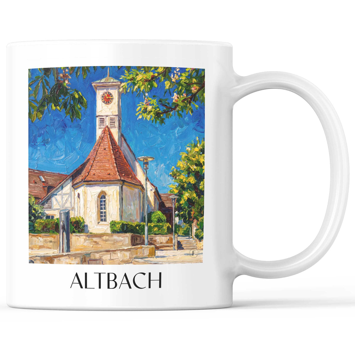 Altbach Kaffeebecher - Neckartal - Deutschland Becher - Kaffeetasse im Ölgemälde Stil - favplace