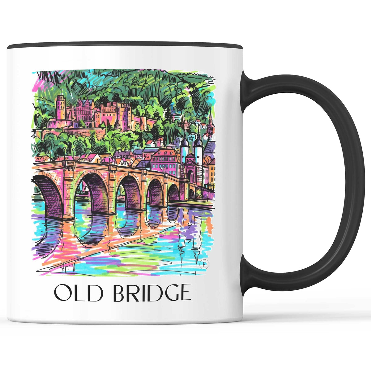 Alte Brücke Kaffeebecher - Heidelberg - Deutschland Becher - Kaffeetasse im Tag Graffiti Stil - favplace