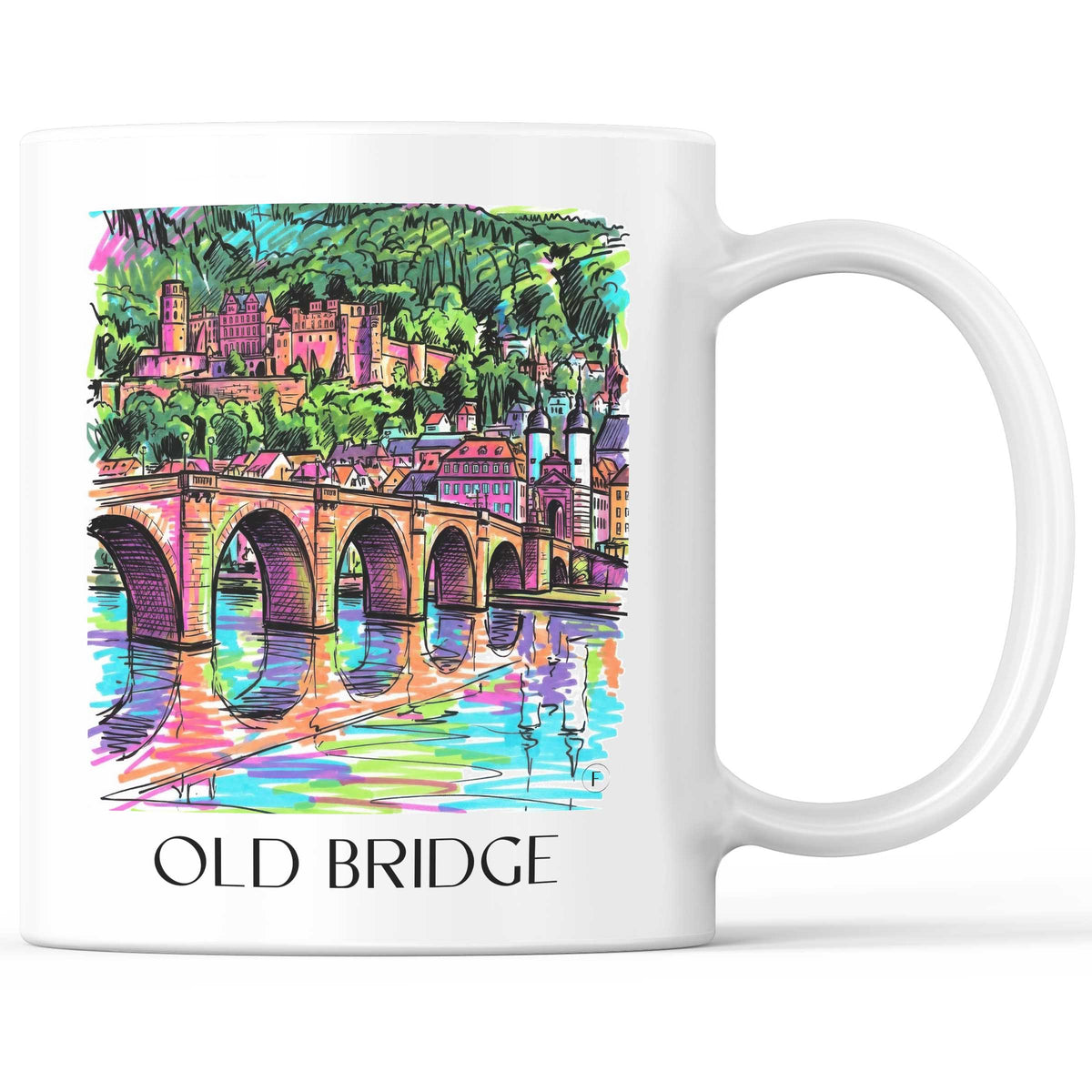 Alte Brücke Kaffeebecher - Heidelberg - Deutschland Becher - Kaffeetasse im Tag Graffiti Stil - favplace