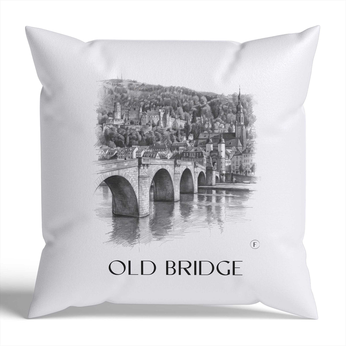 Alte Brücke Kissenhülle - Zierkissen Bezug - Heidelberg - Deutschland Kissen bzw. Kissenbezug im Zeichnung Stil - favplace