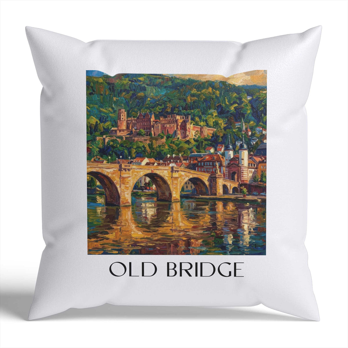 Alte Brücke Kissenhülle - Zierkissen Bezug - Heidelberg - Deutschland Kissen bzw. Kissenbezug im Ölgemälde Stil - favplace