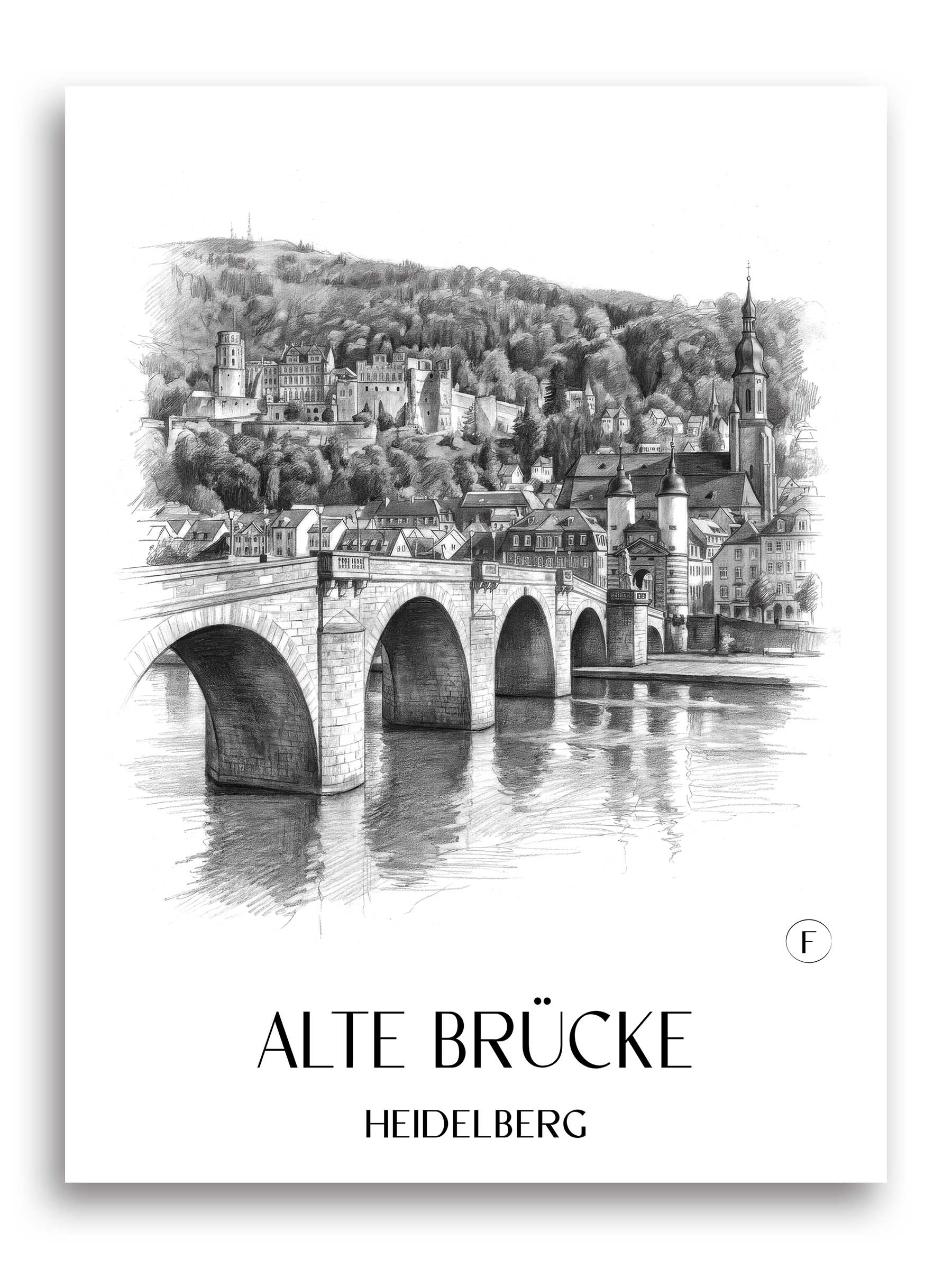 alte-brücke-heidelberg-deutschland-poster-bleistift-zeichnung-drawing