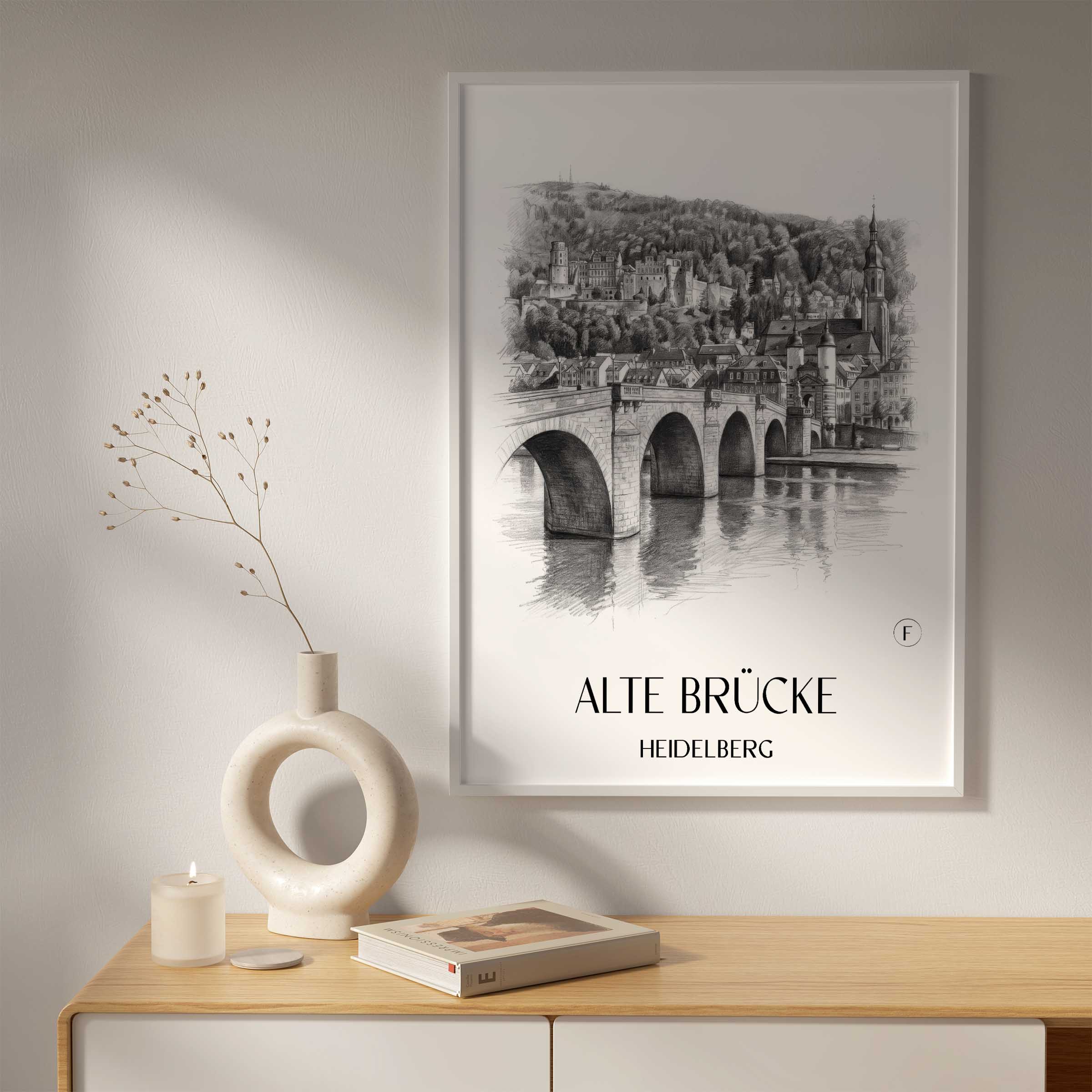 alte-brücke-heidelberg-deutschland-poster-bleistift-zeichnung-drawing