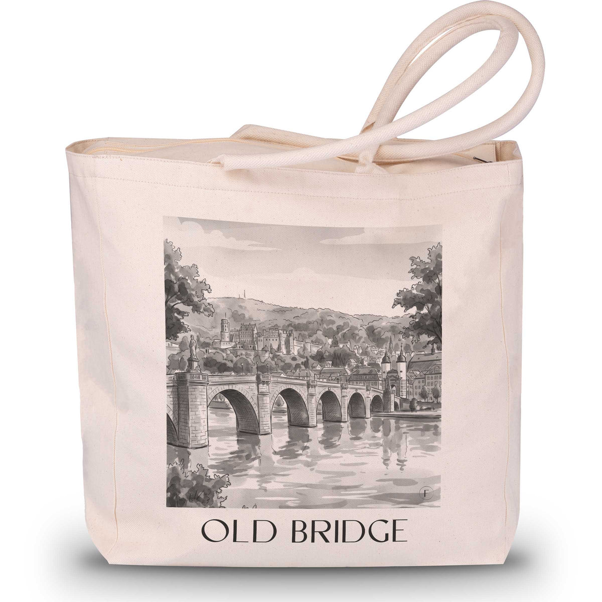 Alte Brücke Shopping Tasche - Heidelberg - Deutschland Tote Bag - Einkaufstasche im Aquarell Schwarz-Weiß Stil - favplace