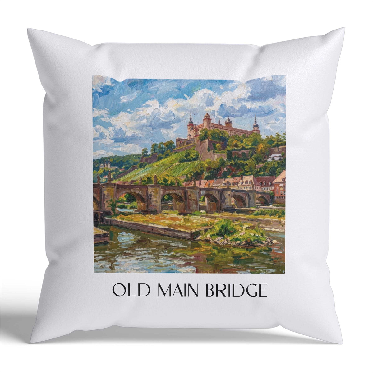 Alte Mainbrücke Kissenhülle - Zierkissen Bezug - Würzburg - Deutschland Kissen bzw. Kissenbezug im Ölgemälde Stil - favplace