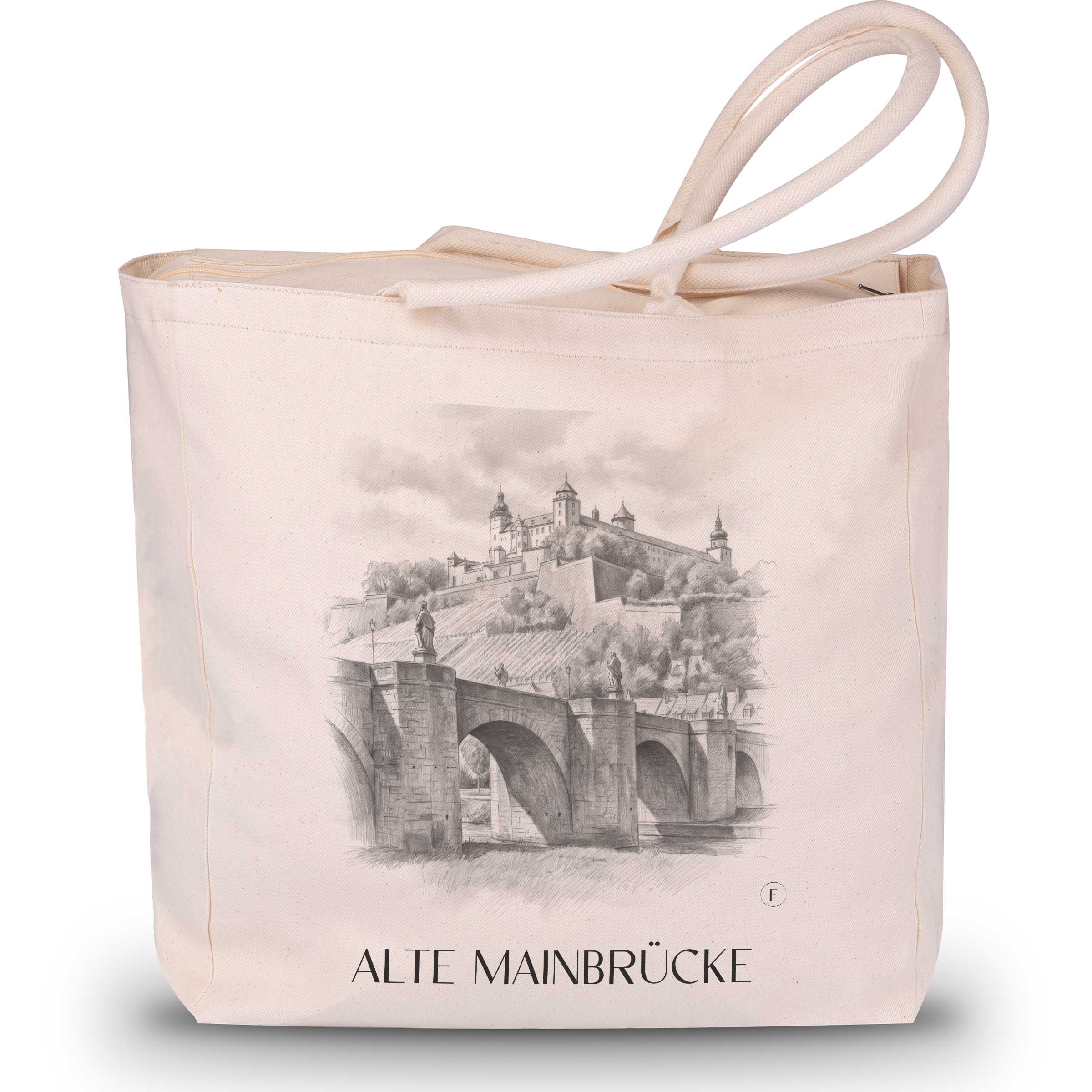 alte-mainbrücke-würzburg-deutschland-einkaufstasche-bleistift-zeichnung-drawing