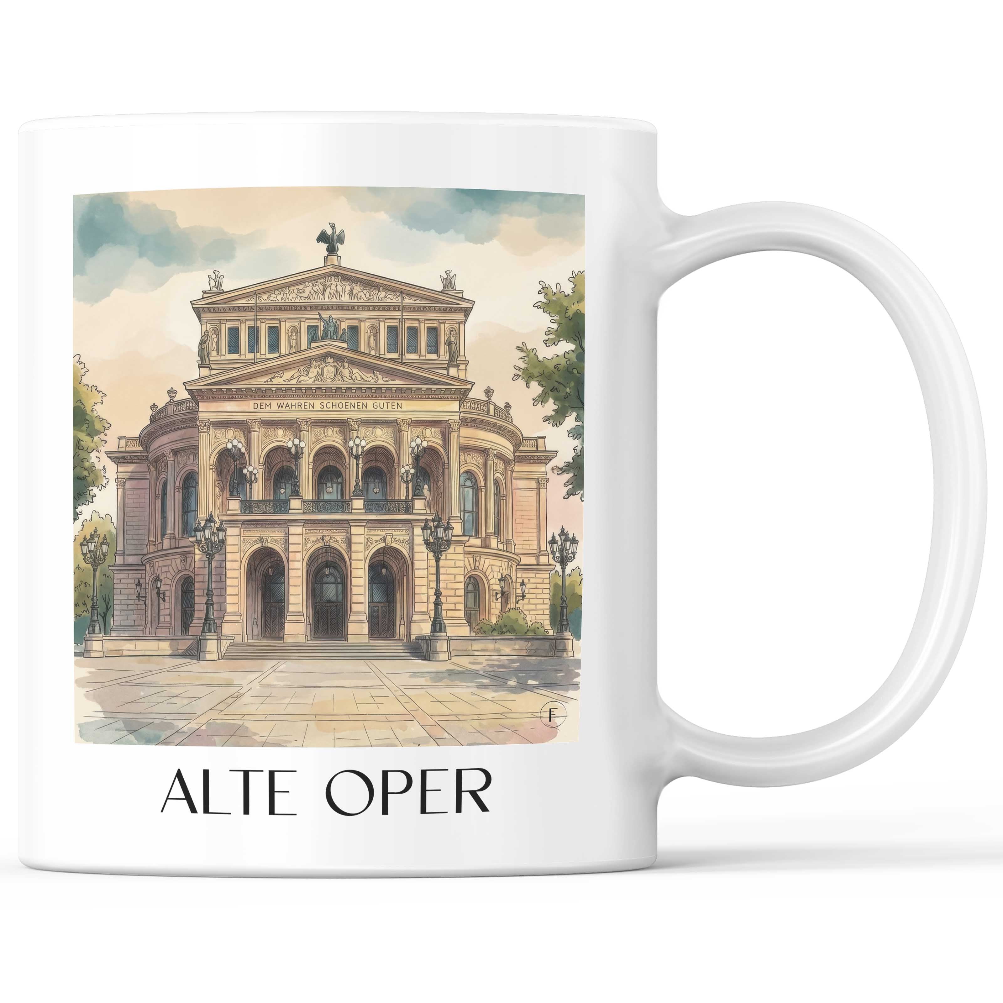 Alte Oper Kaffeebecher - Frankfurt - Deutschland Becher - Kaffeetasse im Aquarell Stil - favplace