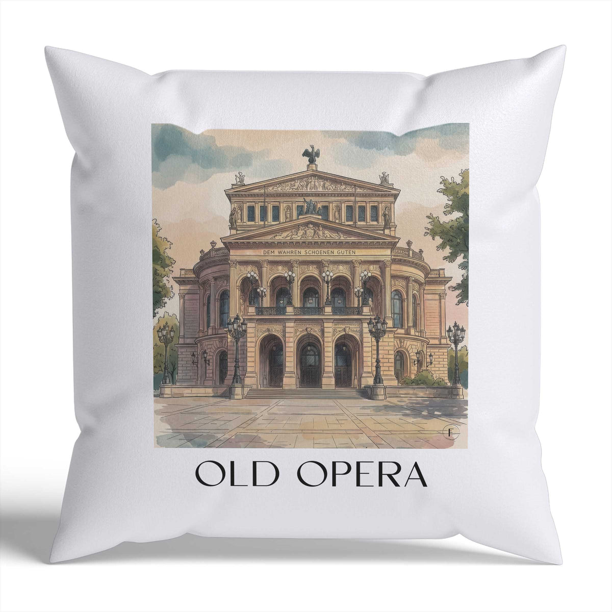 Alte Oper Kissenhülle - Zierkissen Bezug - Frankfurt - Deutschland Kissen bzw. Kissenbezug im Aquarell Stil - favplace
