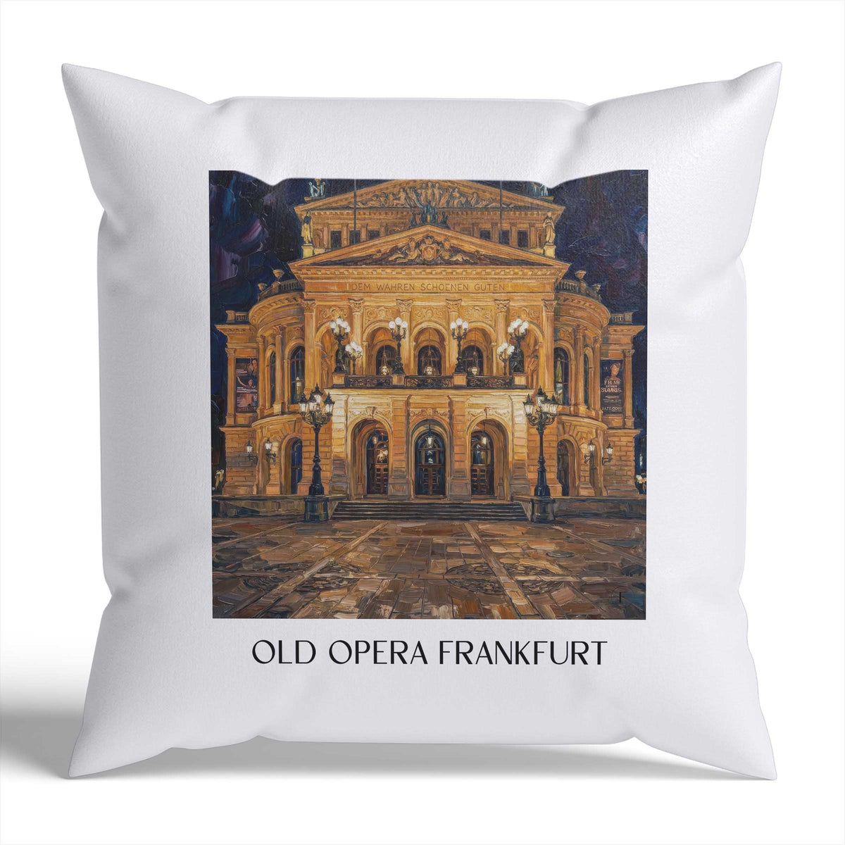 Alte Oper Kissenhülle - Zierkissen Bezug - Frankfurt - Deutschland Kissen bzw. Kissenbezug im Ölgemälde Stil - favplace