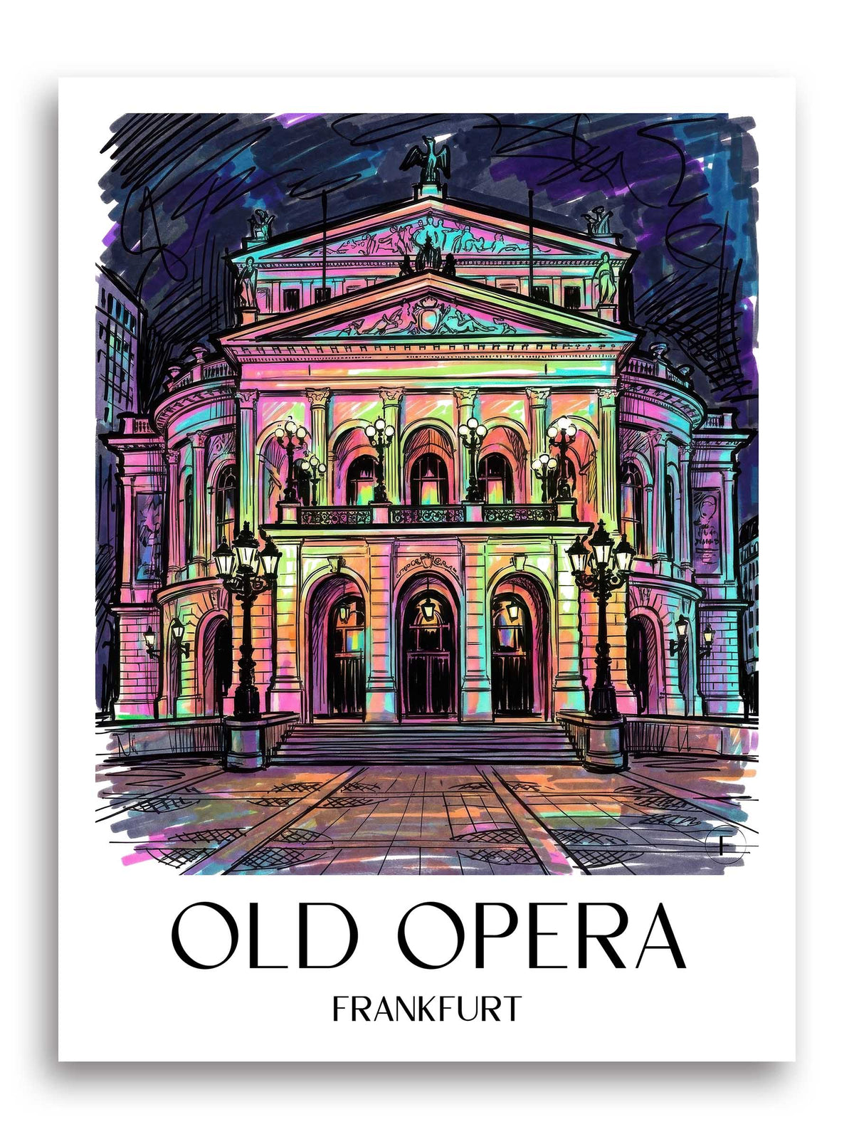 Alte Oper Poster - Frankfurt - Deutschland Kunstdruck - Tag Graffiti von A4 bis A1 - favplace
