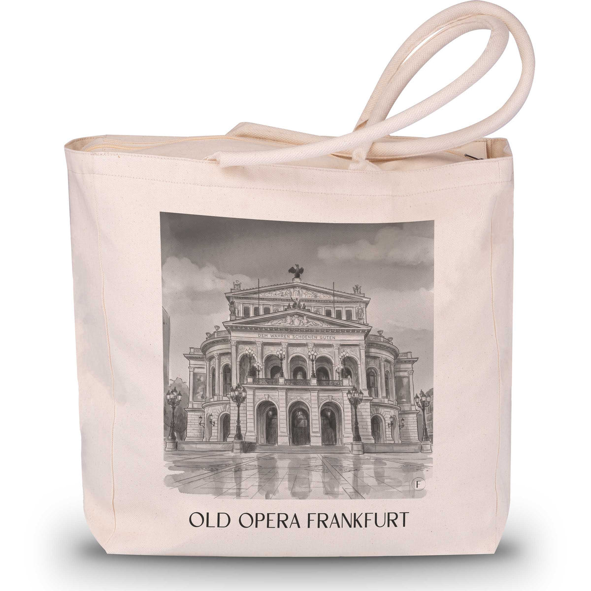 Alte Oper Shopping Tasche - Frankfurt - Deutschland Tote Bag - Einkaufstasche im Aquarell Schwarz-Weiß Stil - favplace
