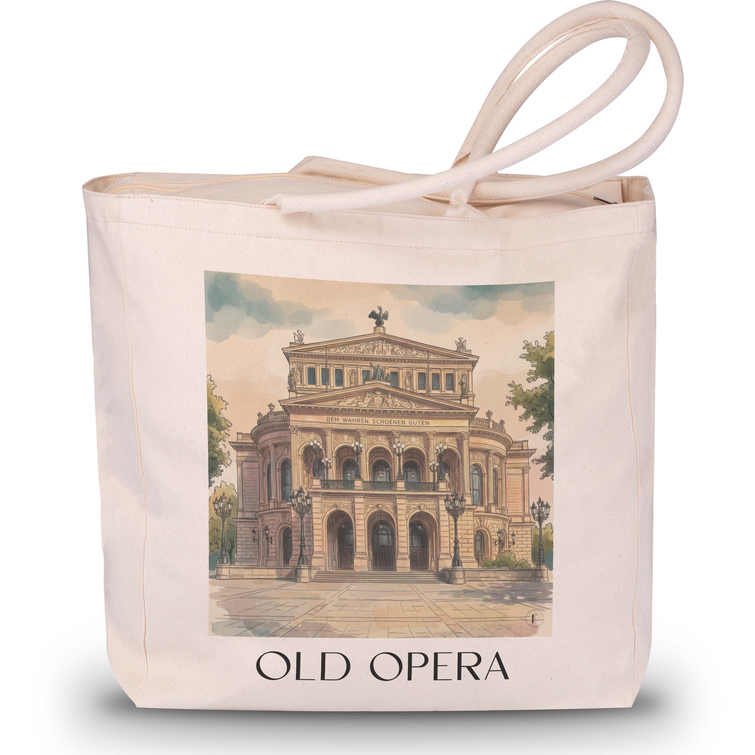 Alte Oper Shopping Tasche - Frankfurt - Deutschland Tote Bag - Einkaufstasche im Aquarell Stil - favplace