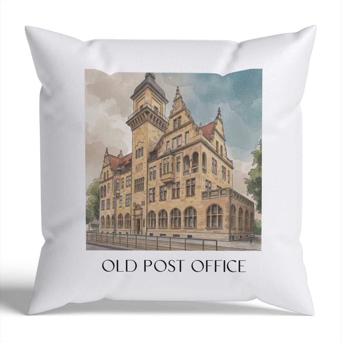 Alte Post Kissenhülle - Zierkissen Bezug - Heilbronn - Deutschland Kissen bzw. Kissenbezug im Aquarell Stil - favplace