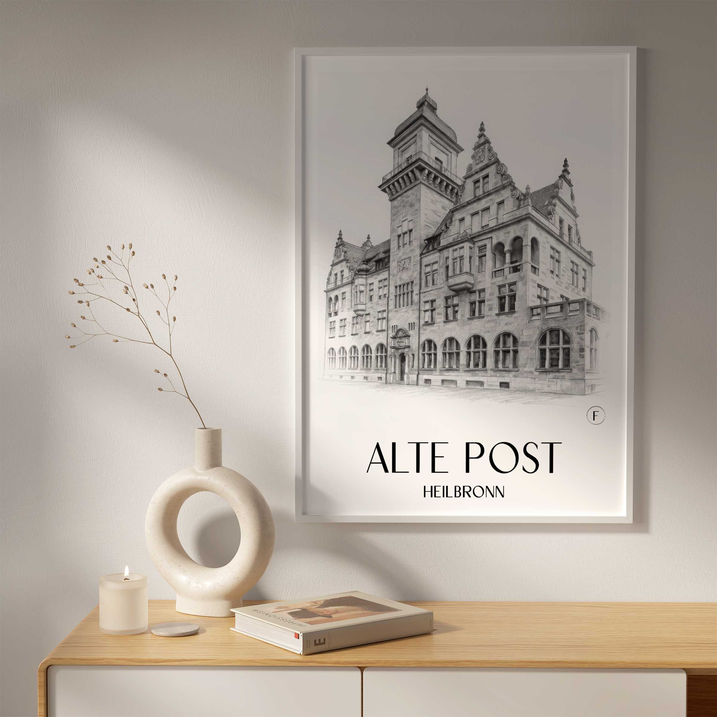 alte-post-heilbronn-deutschland-poster-bleistift-zeichnung-drawing