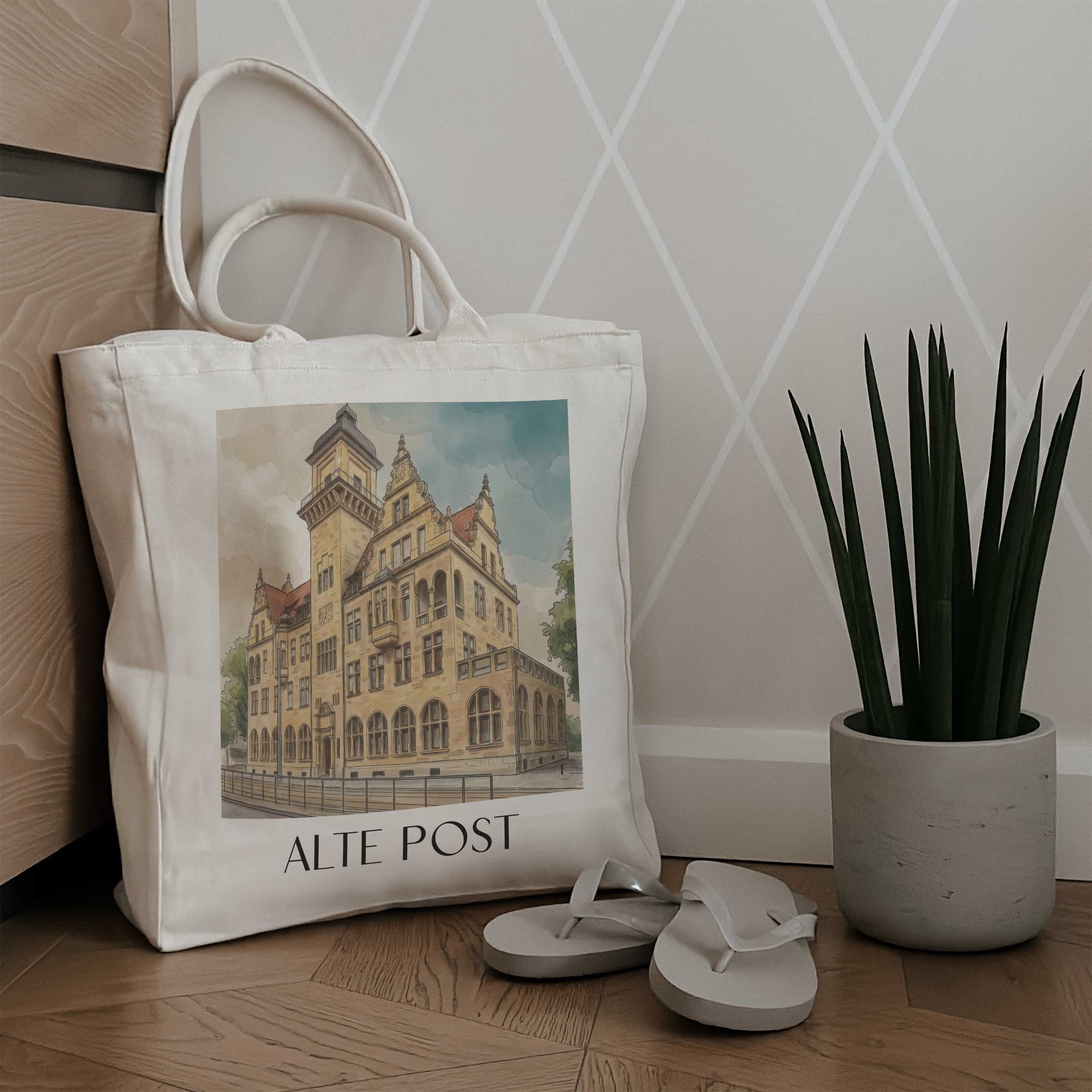 alte-post-heilbronn-deutschland-einkaufstasche-aquarell
