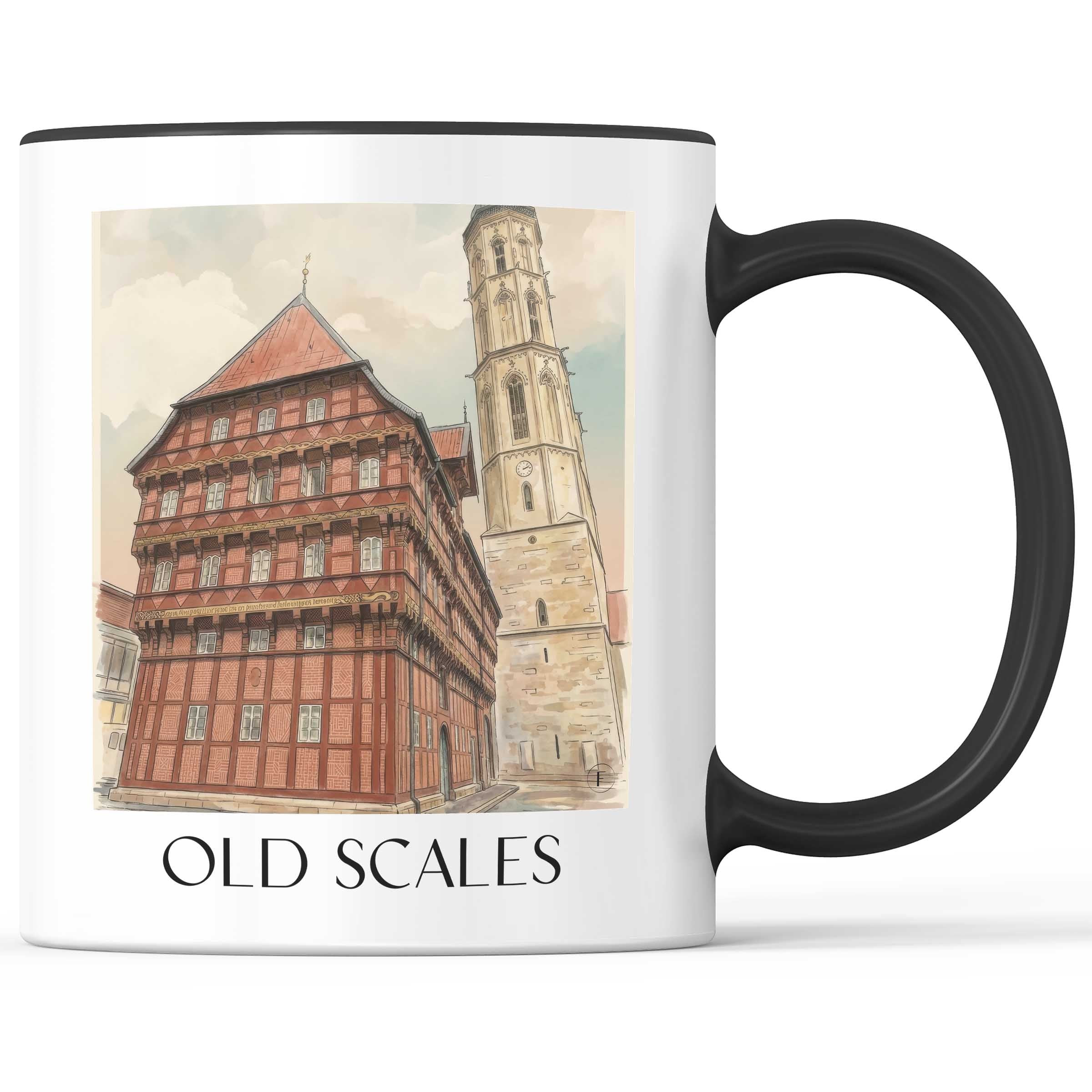 Alte Waage Kaffeebecher - Braunschweig - Deutschland Becher - Kaffeetasse im Aquarell Stil - favplace