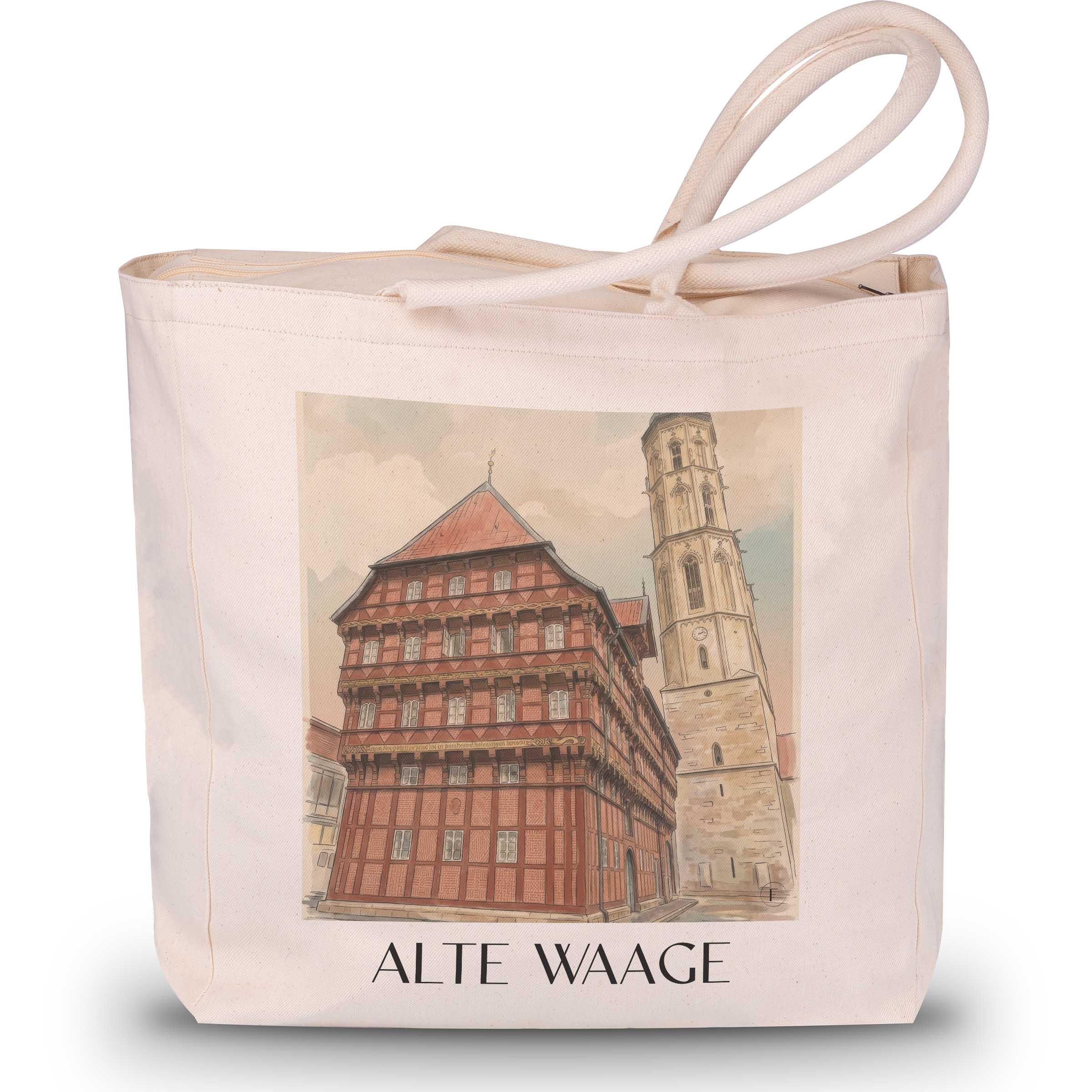 alte-waage-braunschweig-deutschland-einkaufstasche-aquarell