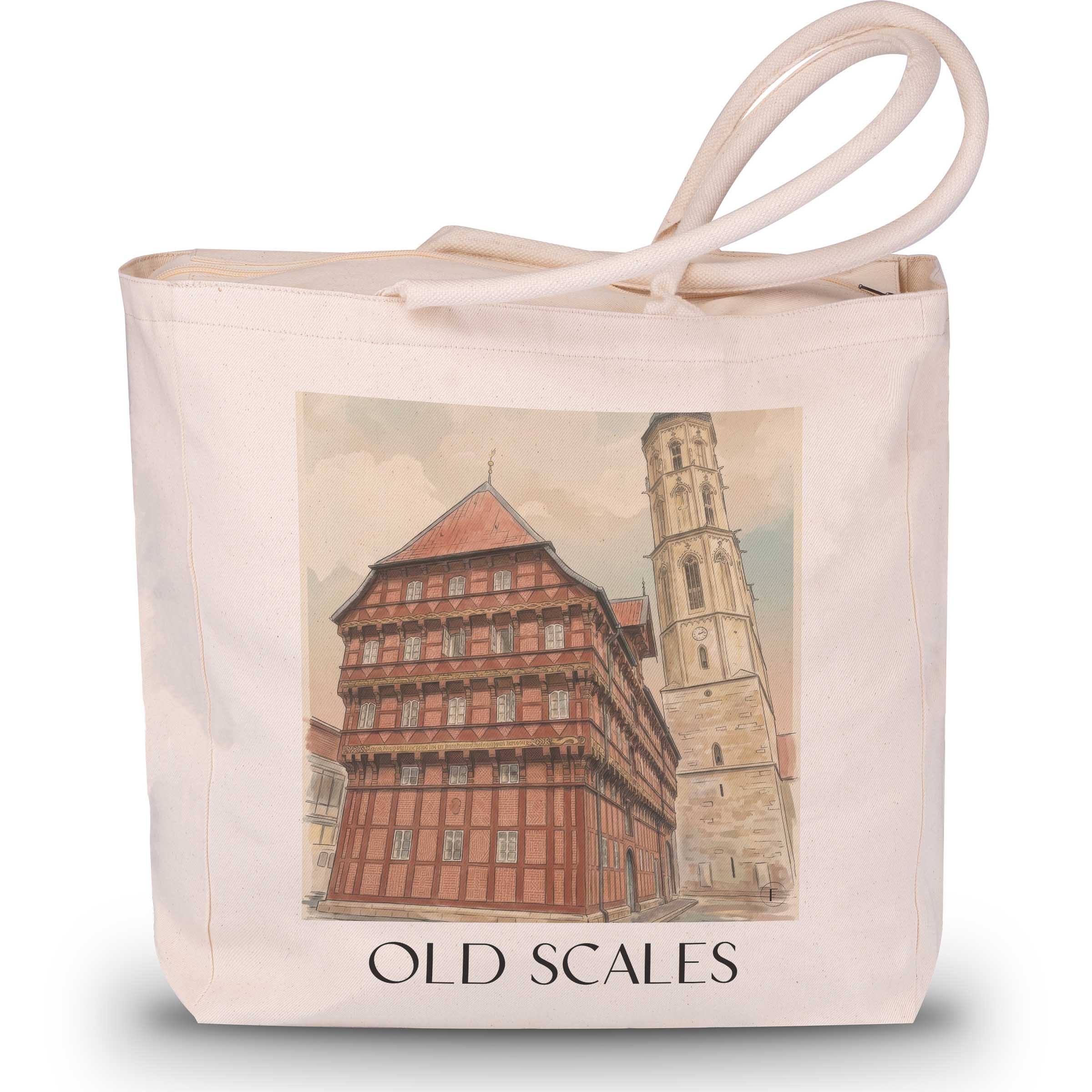 Alte Waage Shopping Tasche - Braunschweig - Deutschland Tote Bag - Einkaufstasche im Aquarell Stil - favplace